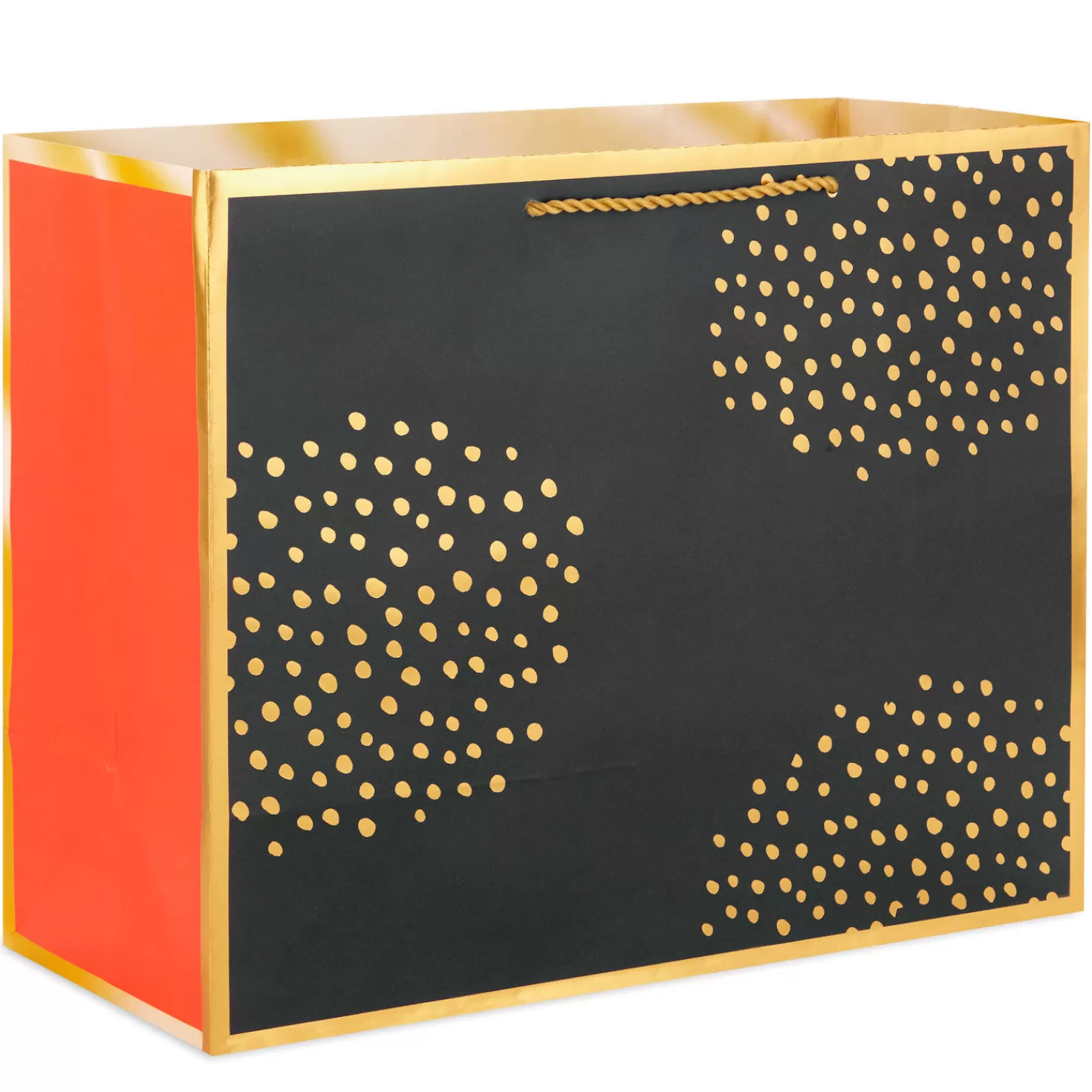 Cheap 10.4" Gold Dots On Black Large Horizontal Gift Bag Wedding