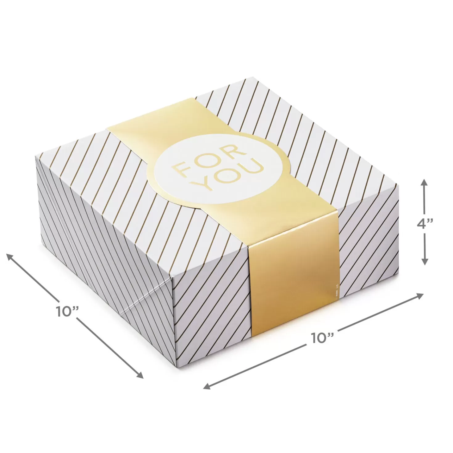 Sale 10" Gold And White Striped 2-Pack Gift Boxes With Bands Wedding