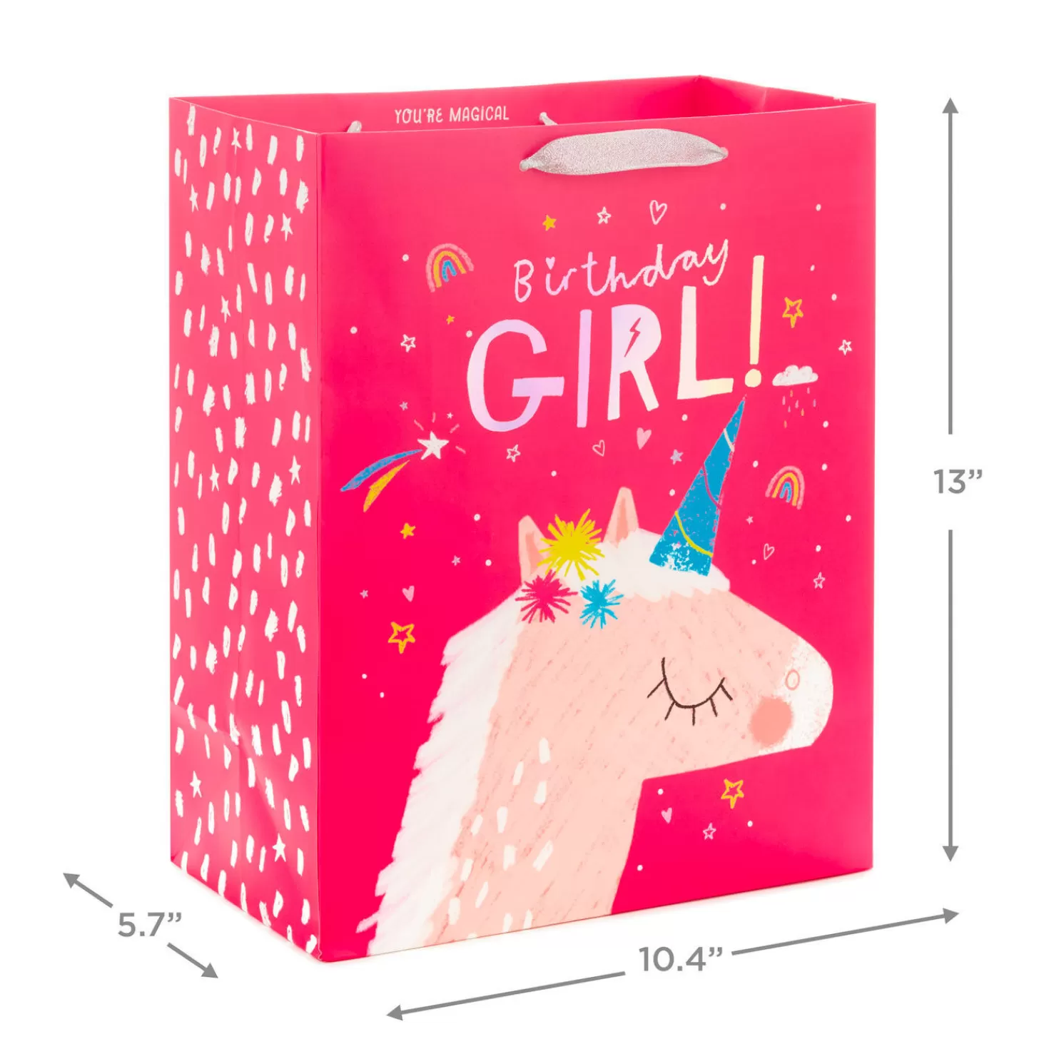 Birthday>Hallmark 13" Birthday Girl Unicorn On Pink Large Gift Bag