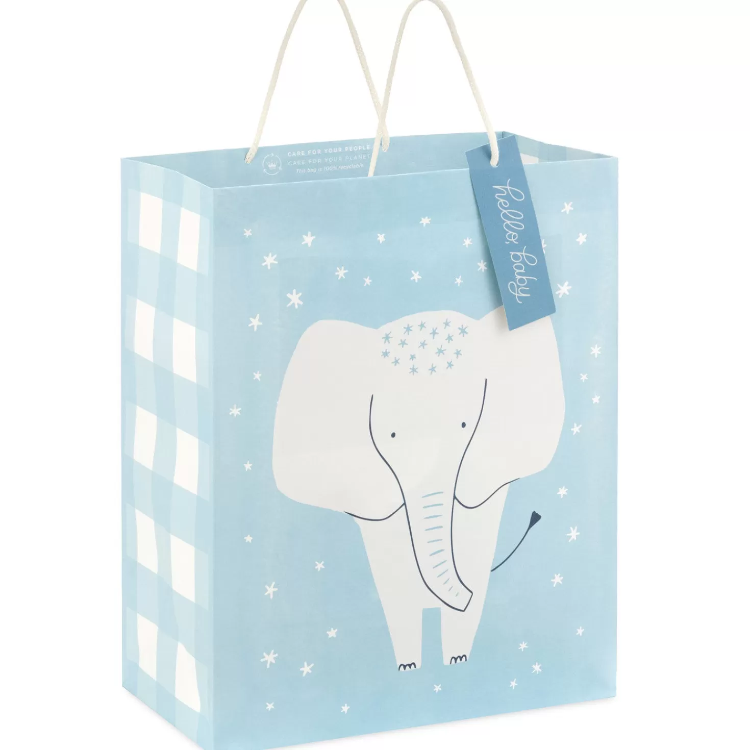 Baby>Hallmark 13" Elephant And Stars On Blue New Baby Large Gift Bag