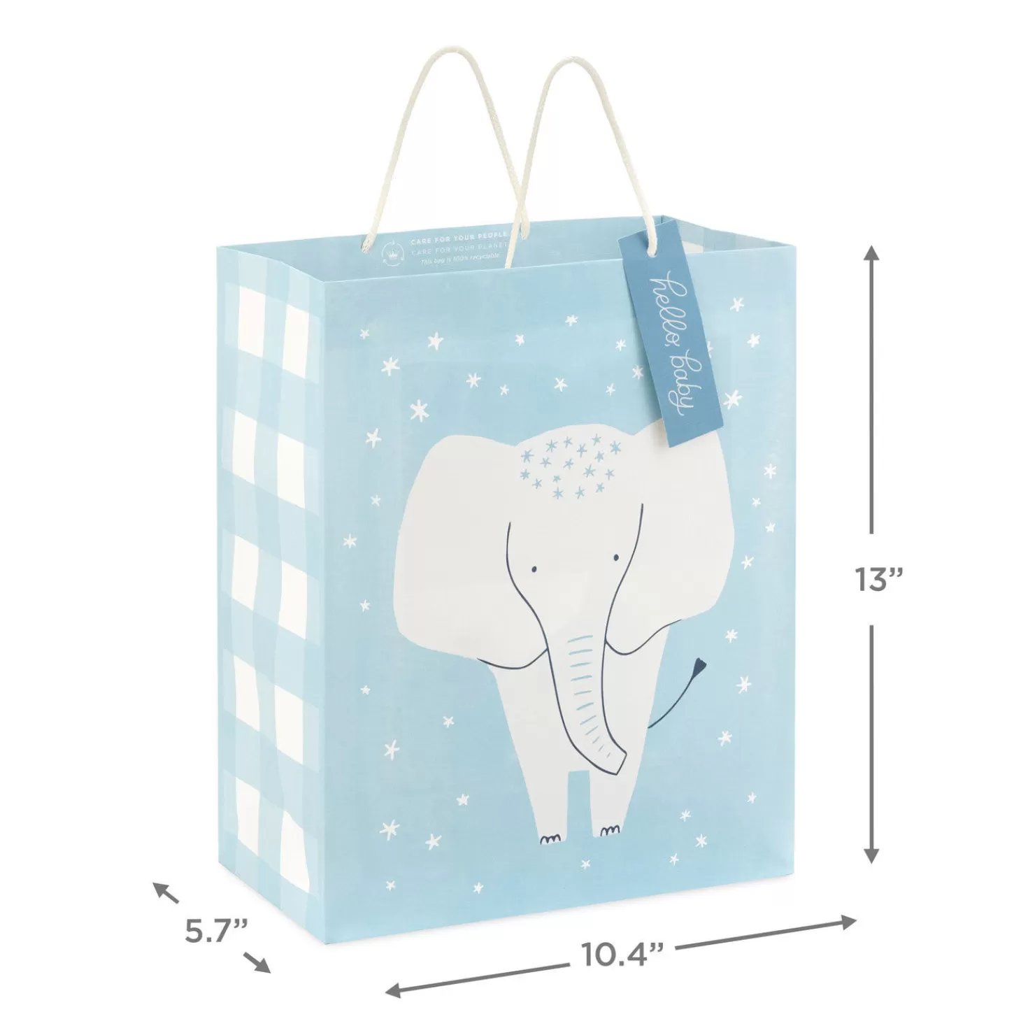 Baby>Hallmark 13" Elephant And Stars On Blue New Baby Large Gift Bag