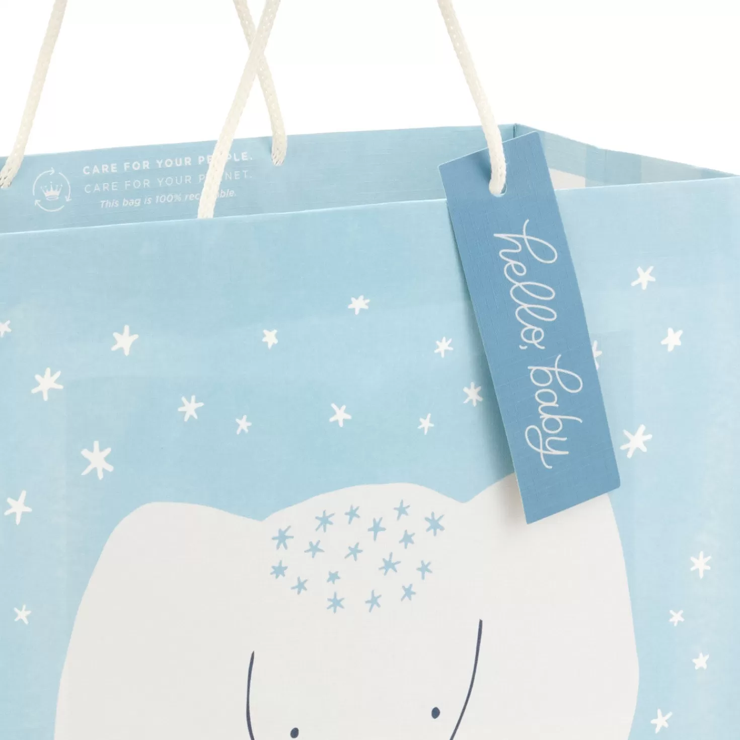 Baby>Hallmark 13" Elephant And Stars On Blue New Baby Large Gift Bag