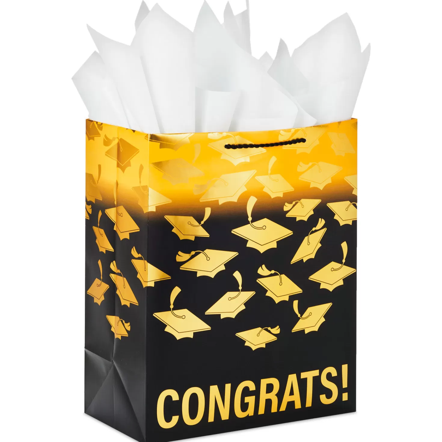 Hot 13" Mortarboards On Ombre Large Graduation Gift Bag With Tissue Paper Graduation