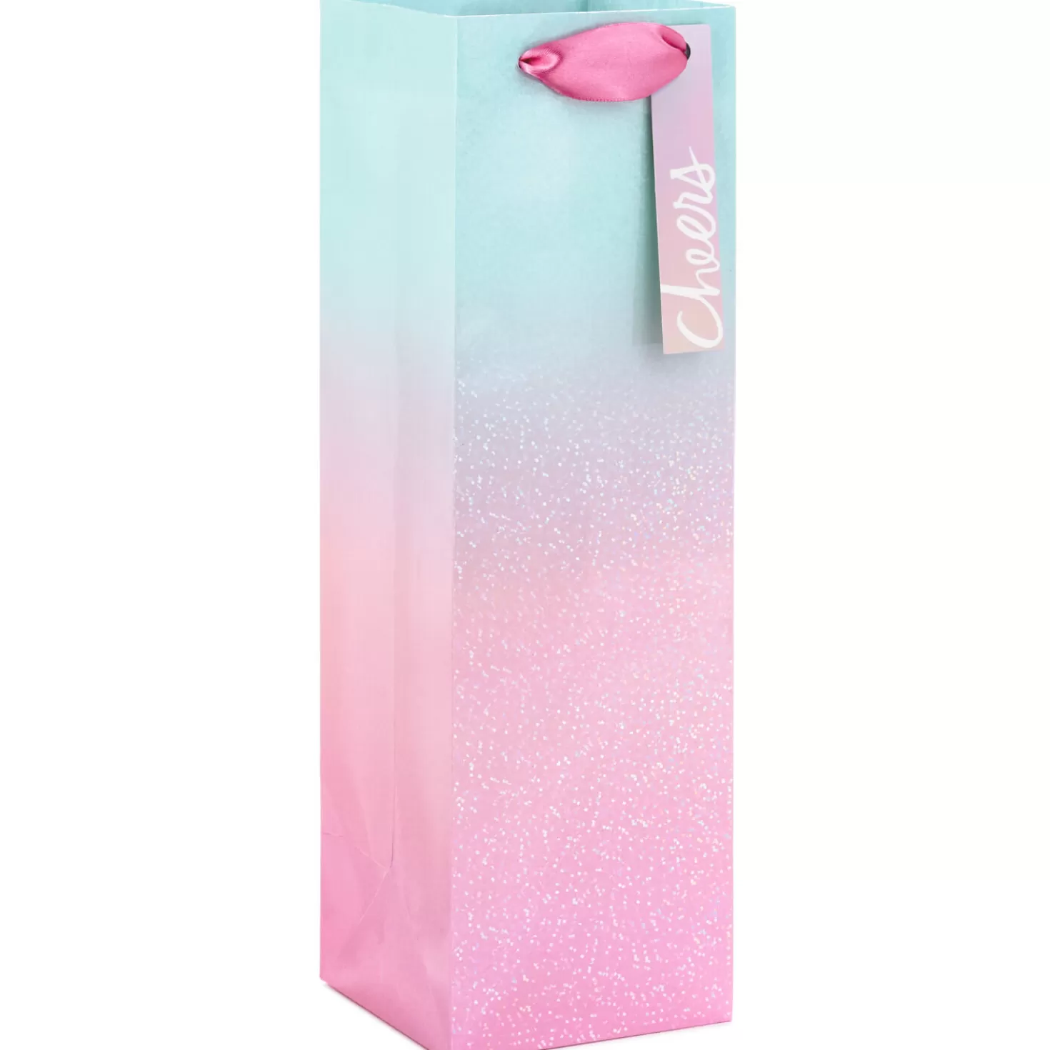 Hot 13" Pink And Aqua Ombre Wine Gift Bag Wedding