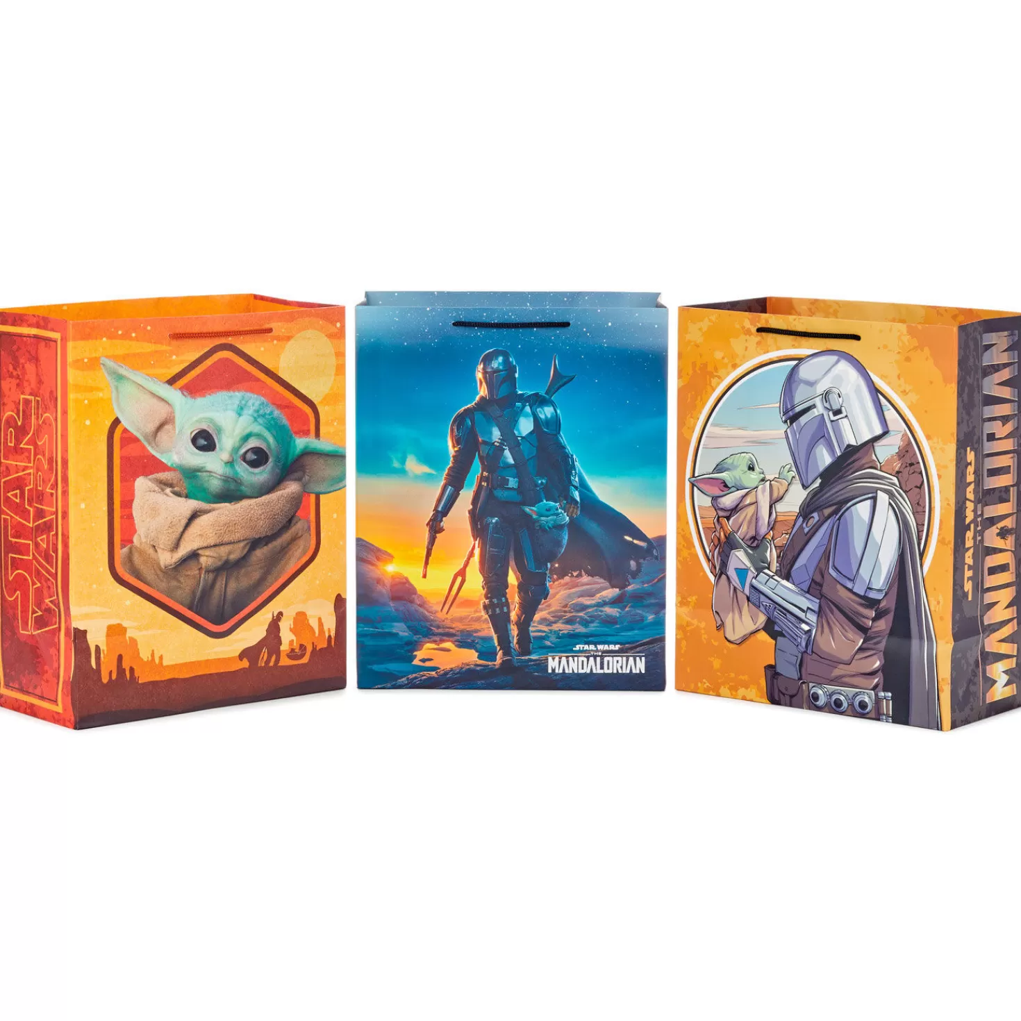 Birthday>Hallmark 13" Star Wars™ The Mandalorian™ And Grogu™ Assorted 3-Pack Large Gift Bags