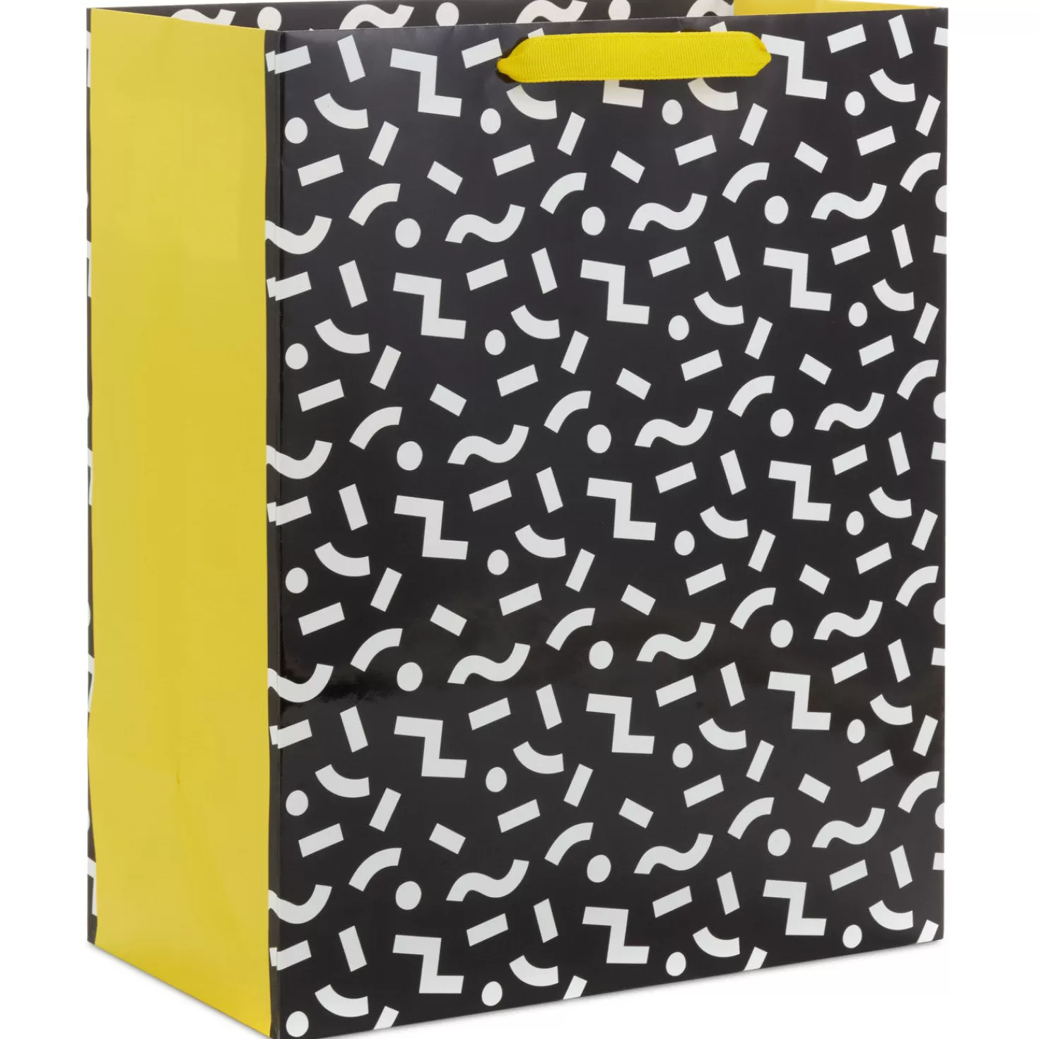 Birthday>Hallmark 13" White Confetti On Black Large Gift Bag