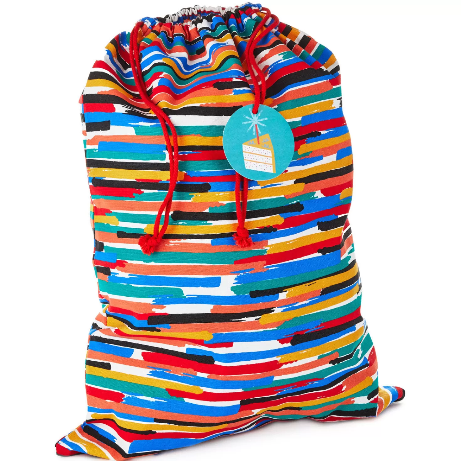 Birthday>Hallmark 28" Colorful Stripes Fabric Gift Bag With Tag