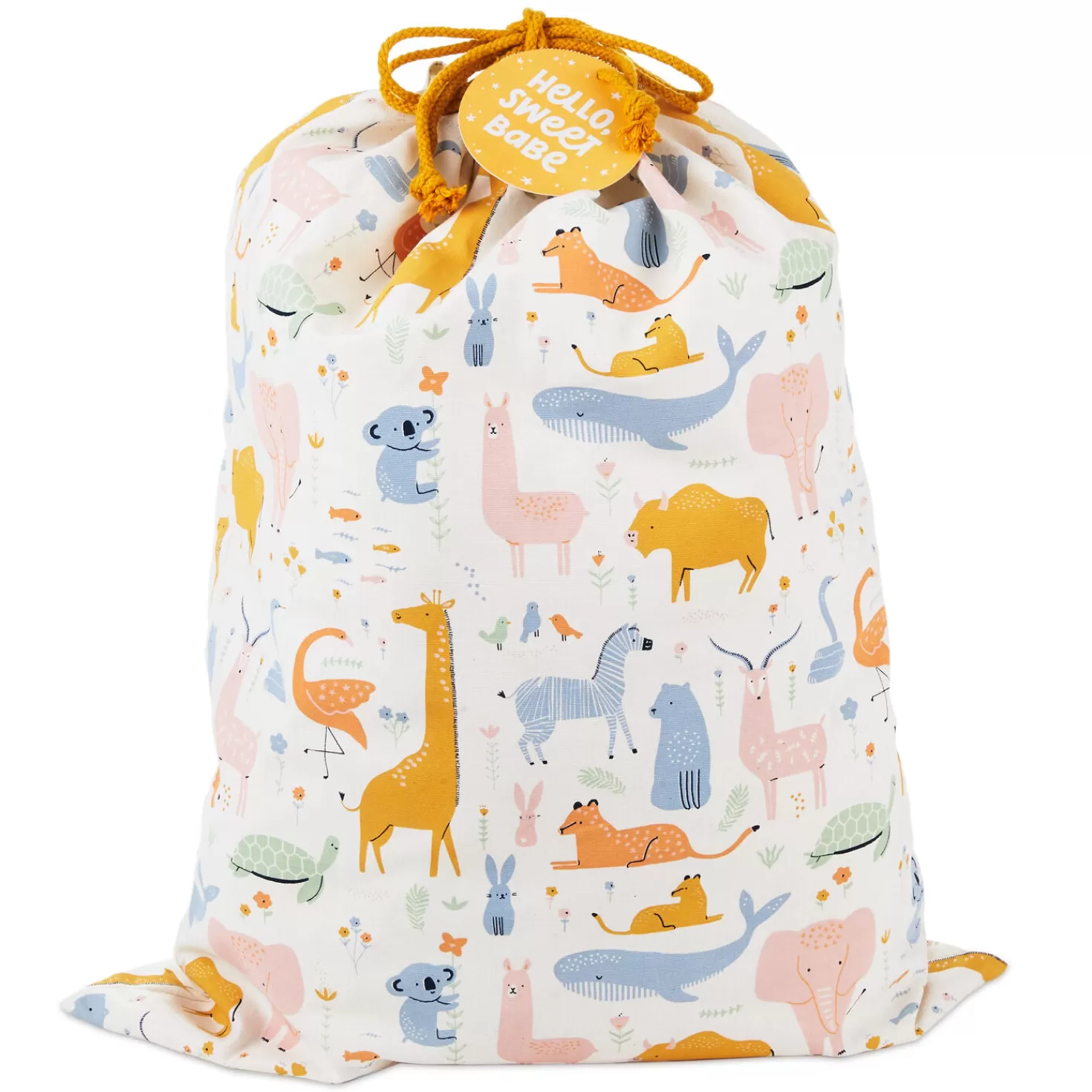 Baby>Hallmark 28" Pastel Animals Large Fabric Gift Bag With Tag
