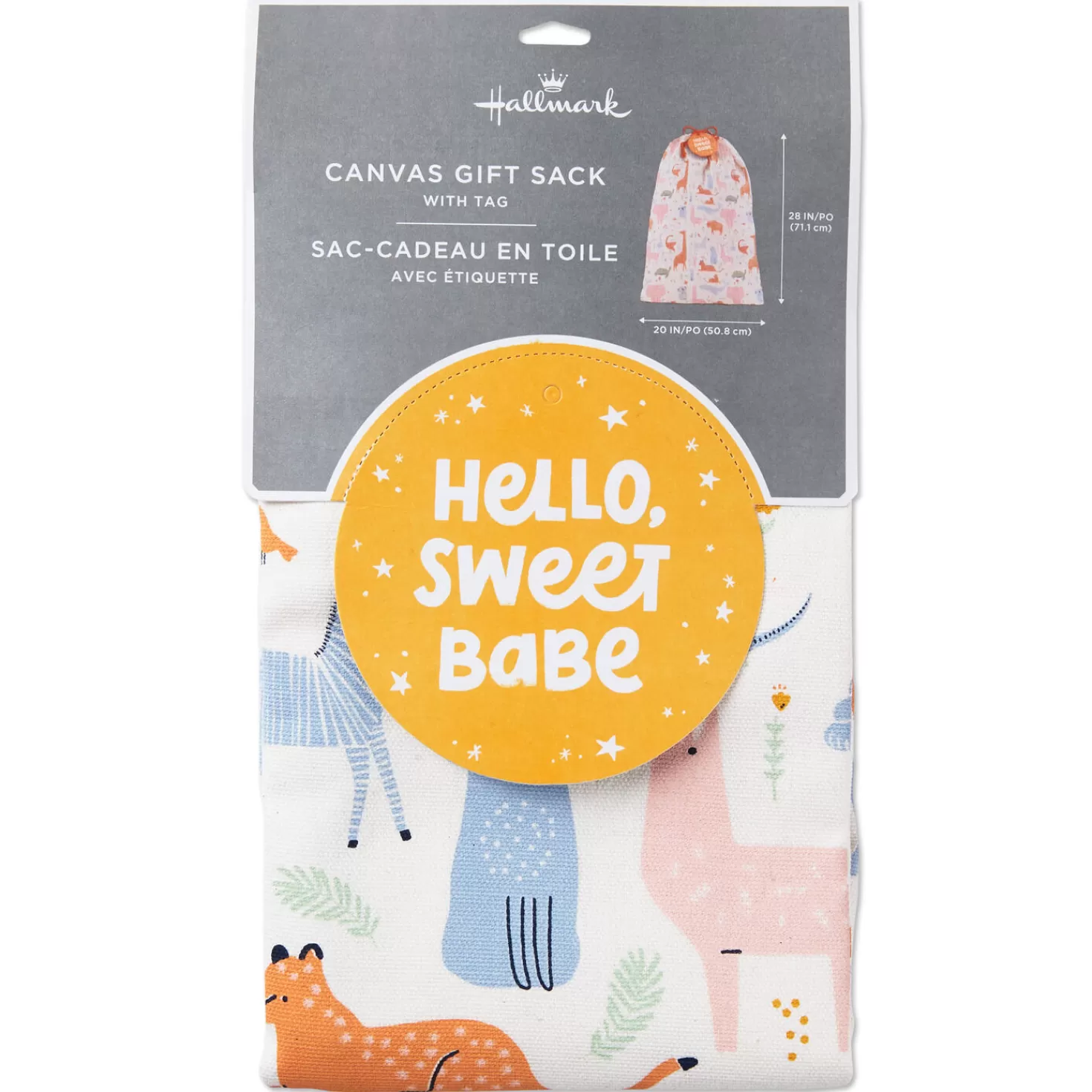Baby>Hallmark 28" Pastel Animals Large Fabric Gift Bag With Tag