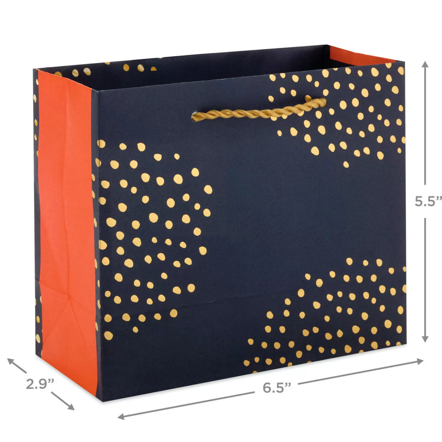 Discount 5.5" Gold Dots On Black Small Horizontal Gift Bag Wedding