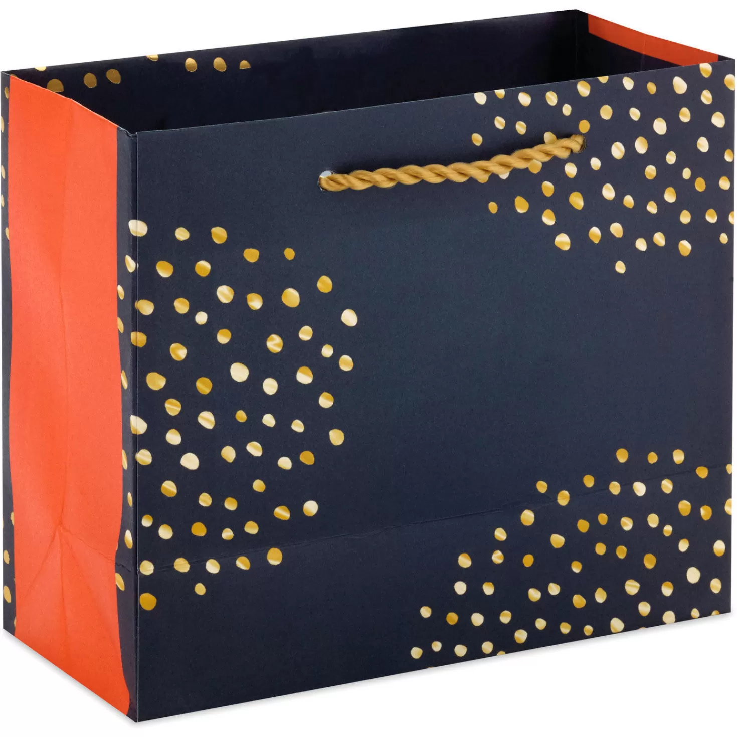 Discount 5.5" Gold Dots On Black Small Horizontal Gift Bag Wedding