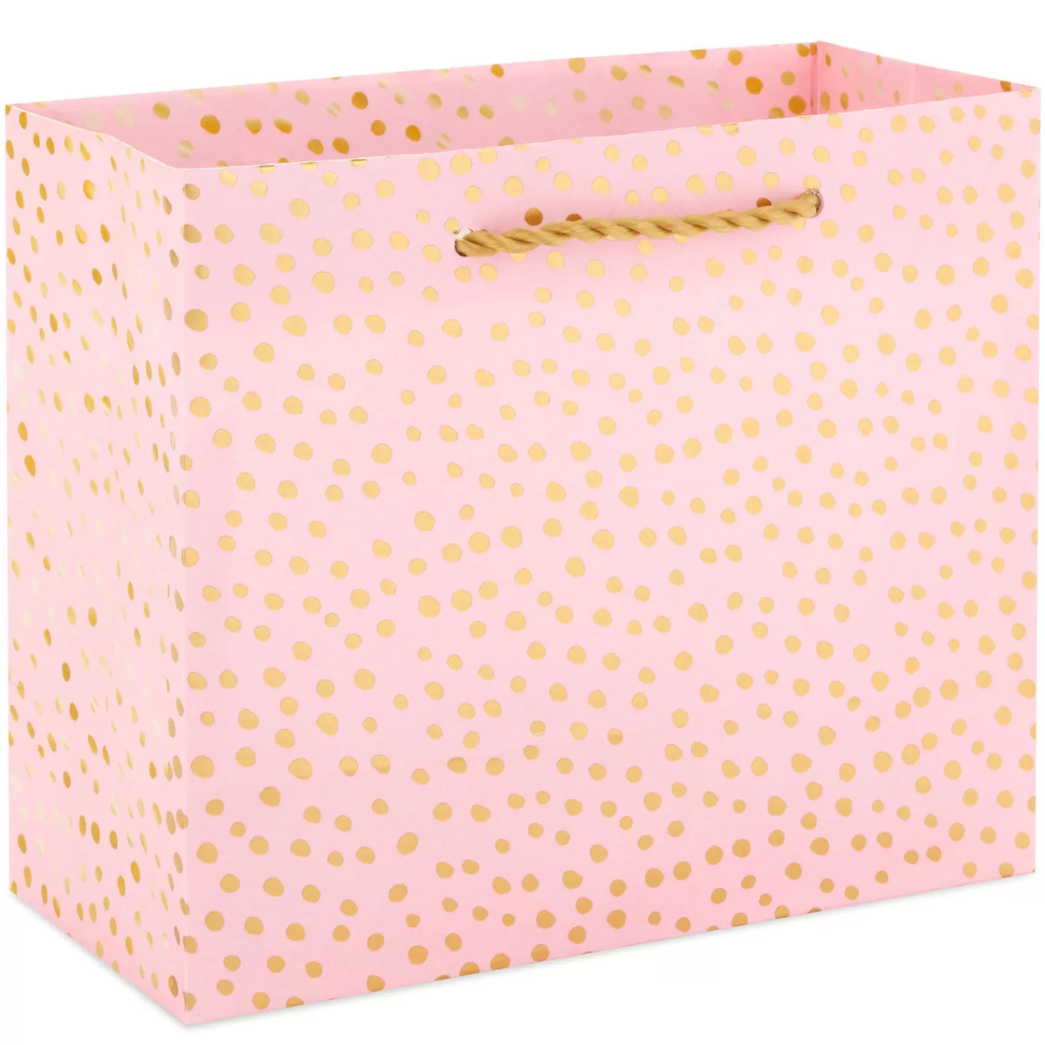 Outlet 5.5" Gold Dots On Pink Small Horizontal Gift Bag Wedding