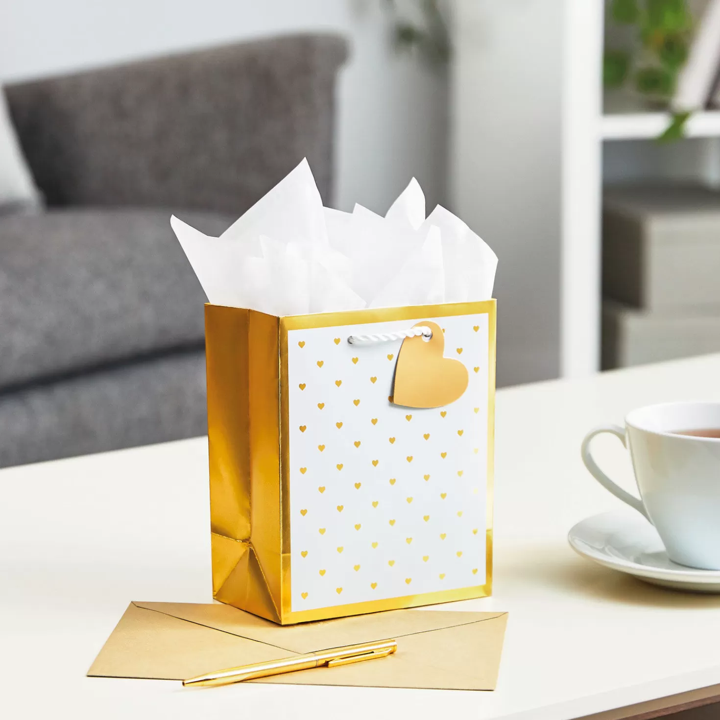 Outlet 6.5" Mini Hearts On White Small Gift Bag Wedding