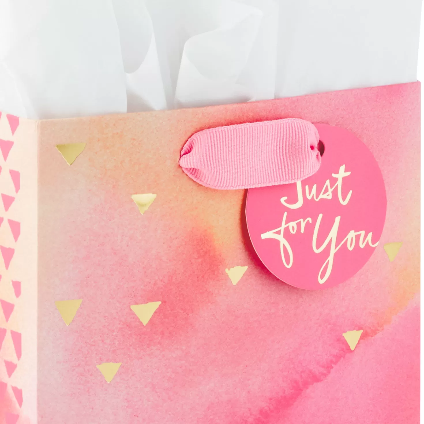 Flash Sale 6.5" Small Pink Watercolor Gift Bag With Tissue Paper Congratulations