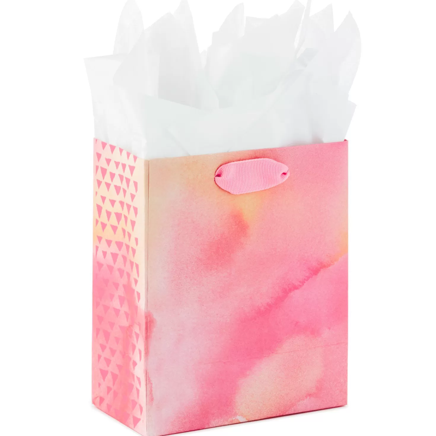 Flash Sale 6.5" Small Pink Watercolor Gift Bag With Tissue Paper Congratulations