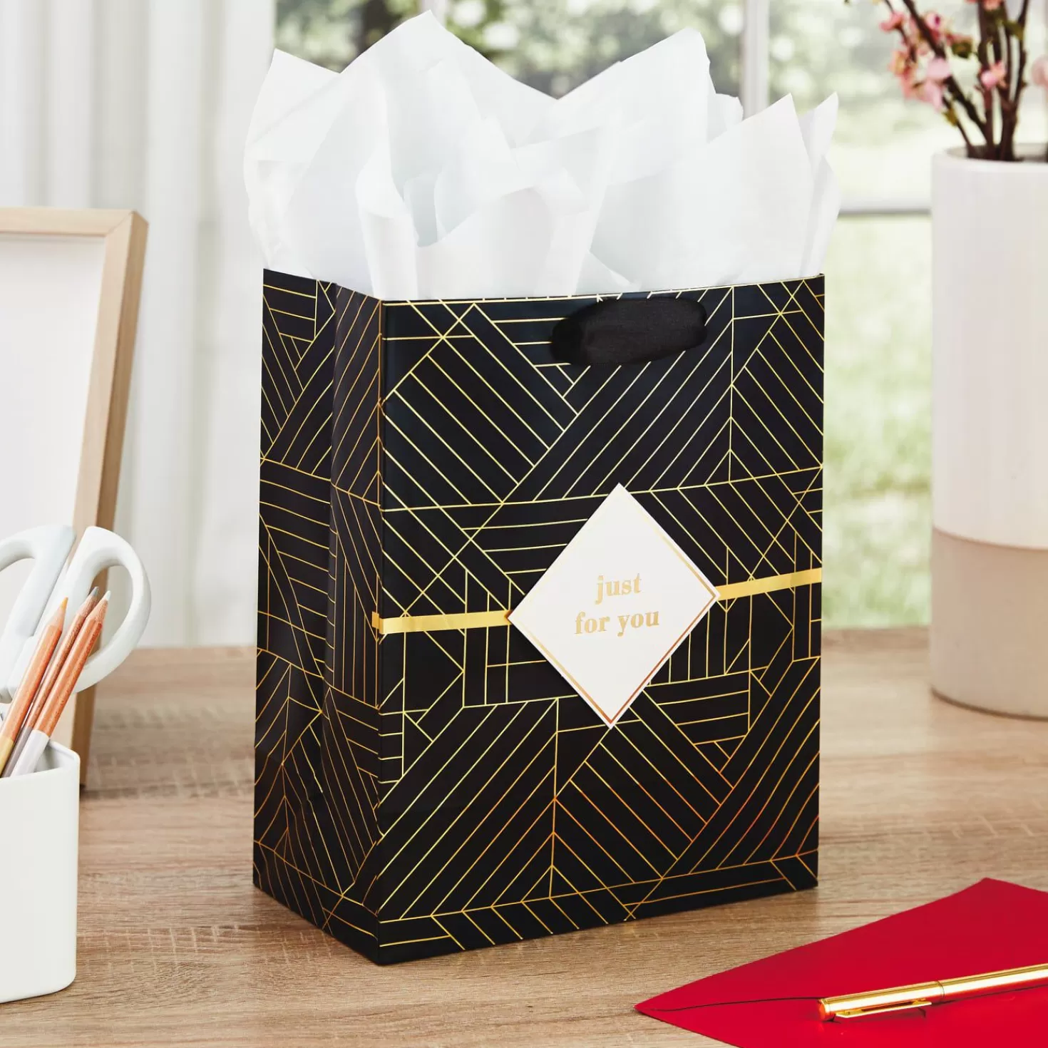 Anniversary>Hallmark 9.6" Just For You Geometric Gift Bag