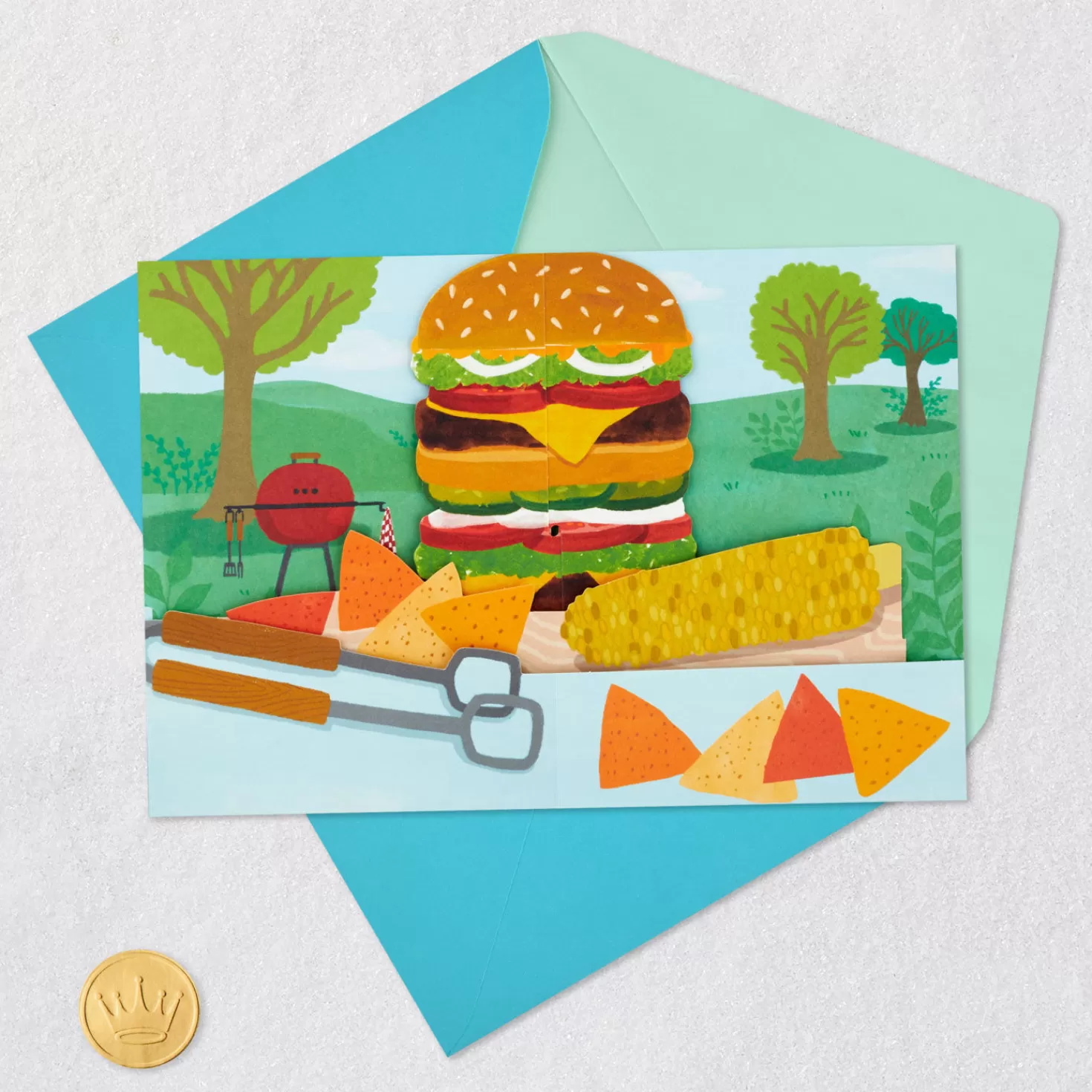 Shop A Day Piled With Fun Outdoor Bbq 3D Pop-Up Card Encouragement