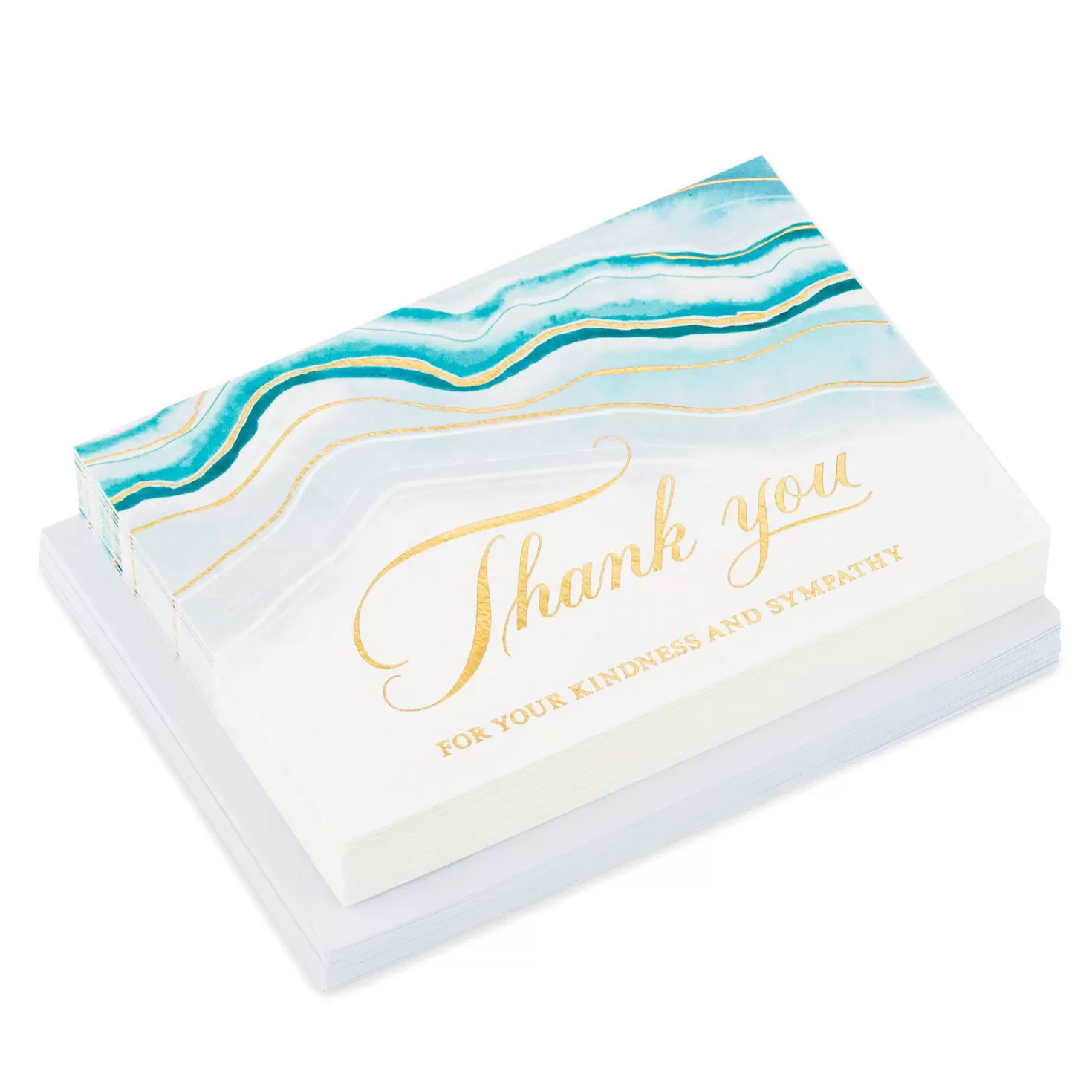 Discount Abstract Waves Boxed Blank Sympathy Thank-You Notes, Pack Of 20 Thank You