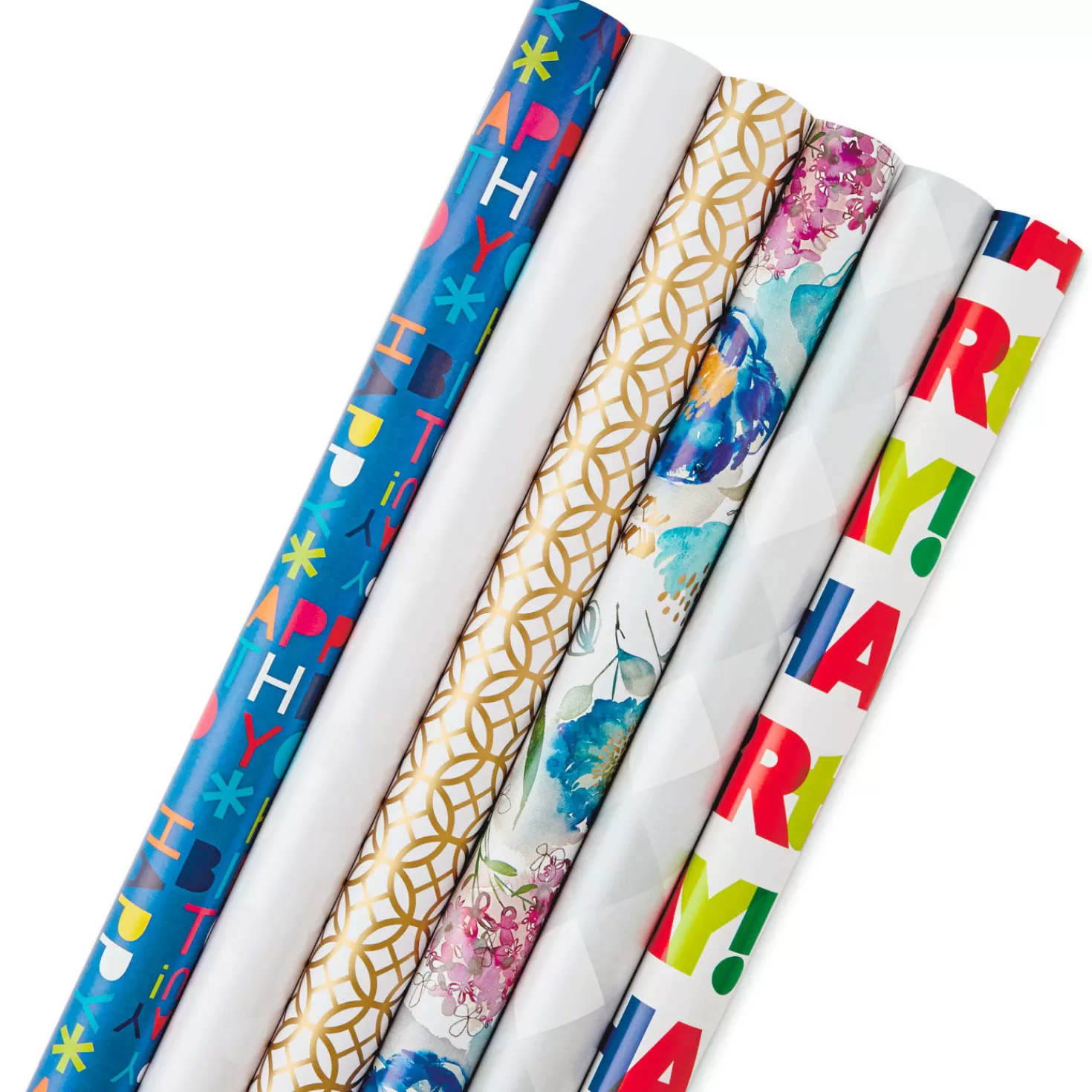 Birthday>Hallmark All Occasions Wrapping Paper Rolls, 6 Pack