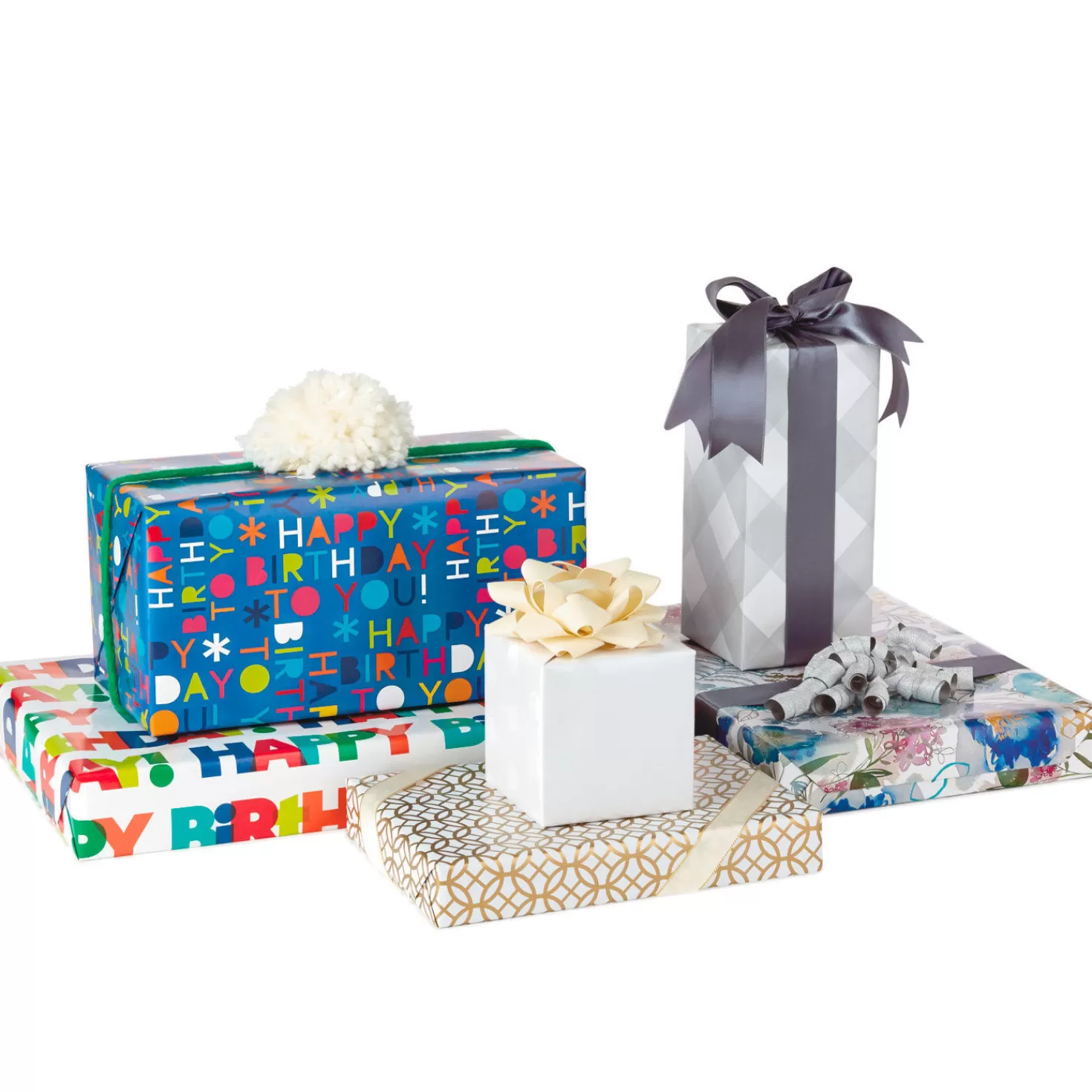 Birthday>Hallmark All Occasions Wrapping Paper Rolls, 6 Pack