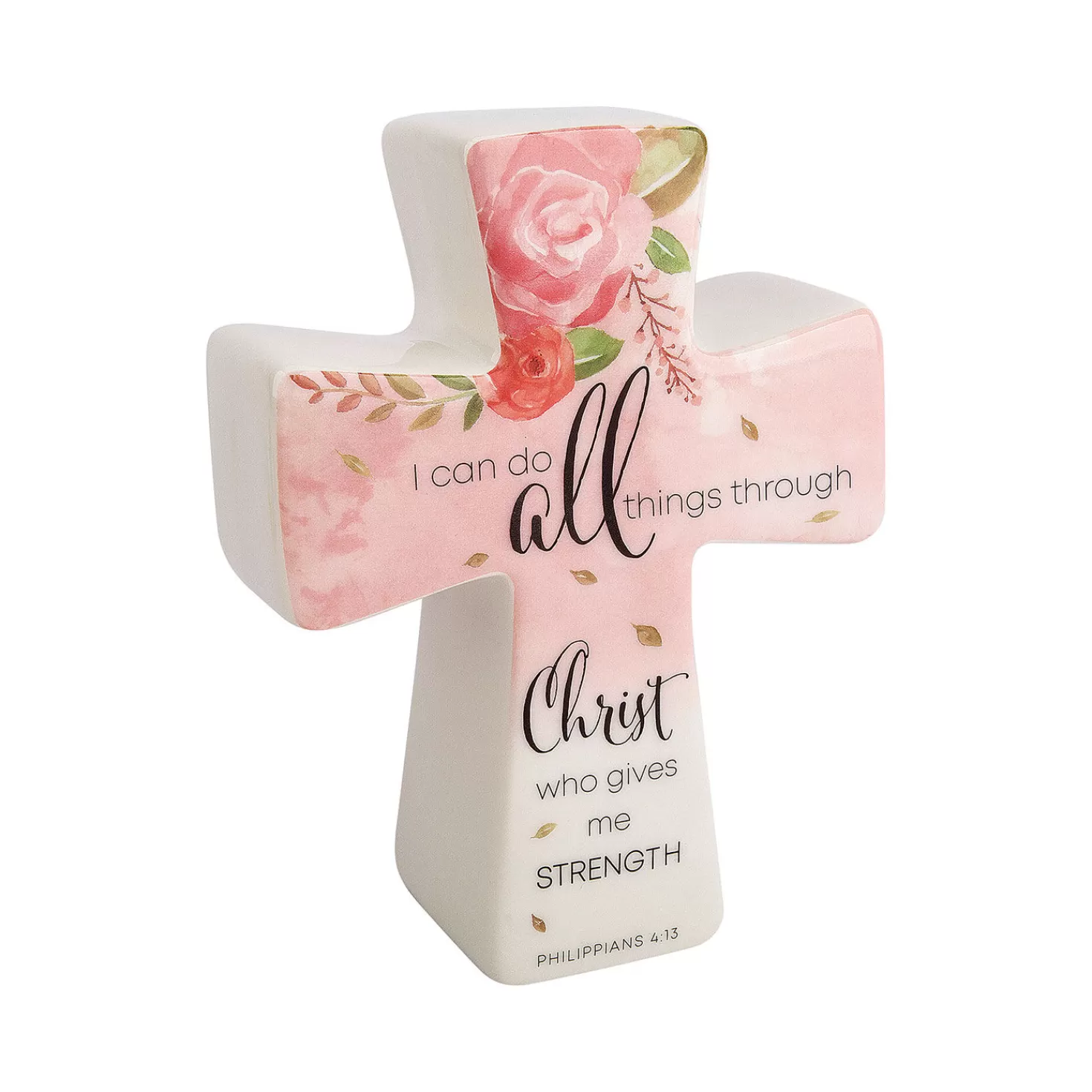 Cheap All Things Through Christ Porcelain Prayer Cross Encouragement
