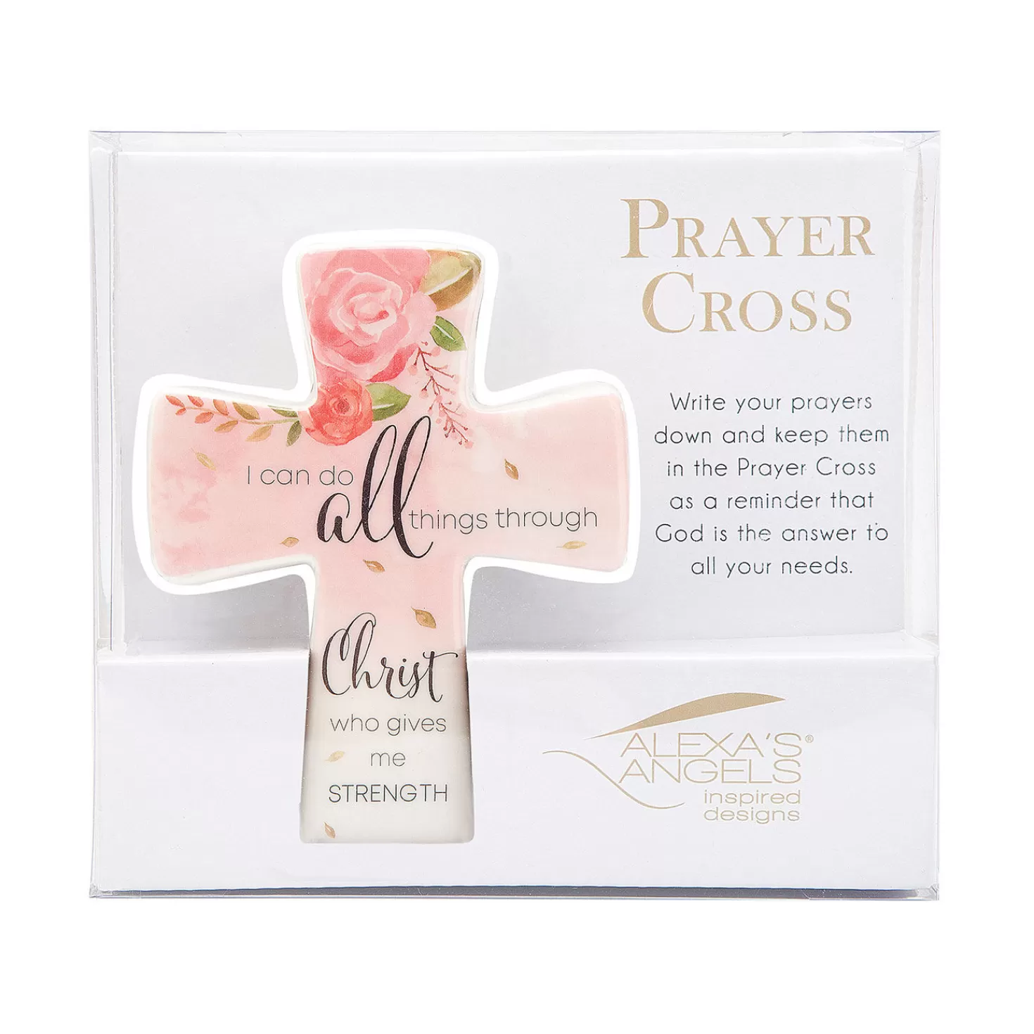 Cheap All Things Through Christ Porcelain Prayer Cross Encouragement