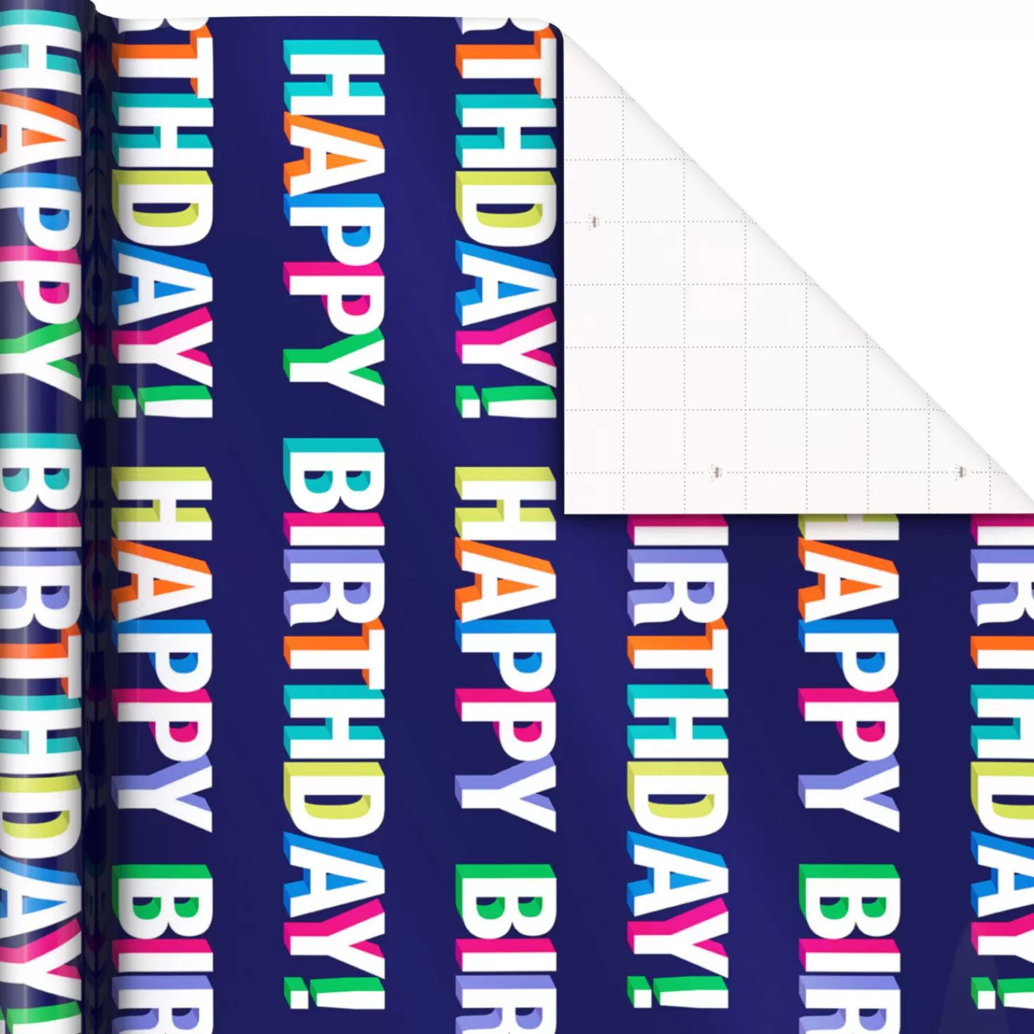 Birthday>Hallmark All-Caps Happy Birthday Wrapping Paper, 20 Sq. Ft.