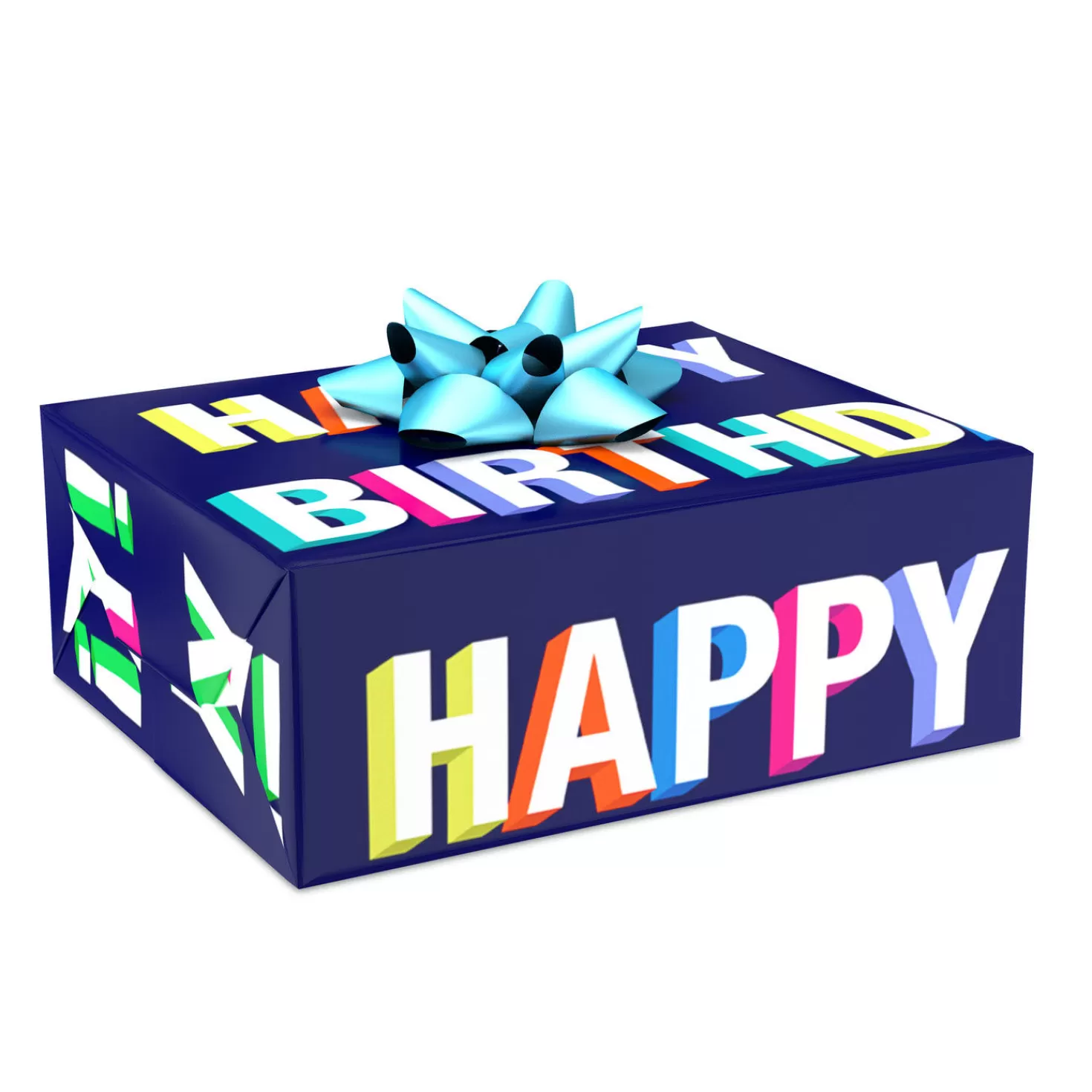 Birthday>Hallmark All-Caps Happy Birthday Wrapping Paper, 20 Sq. Ft.