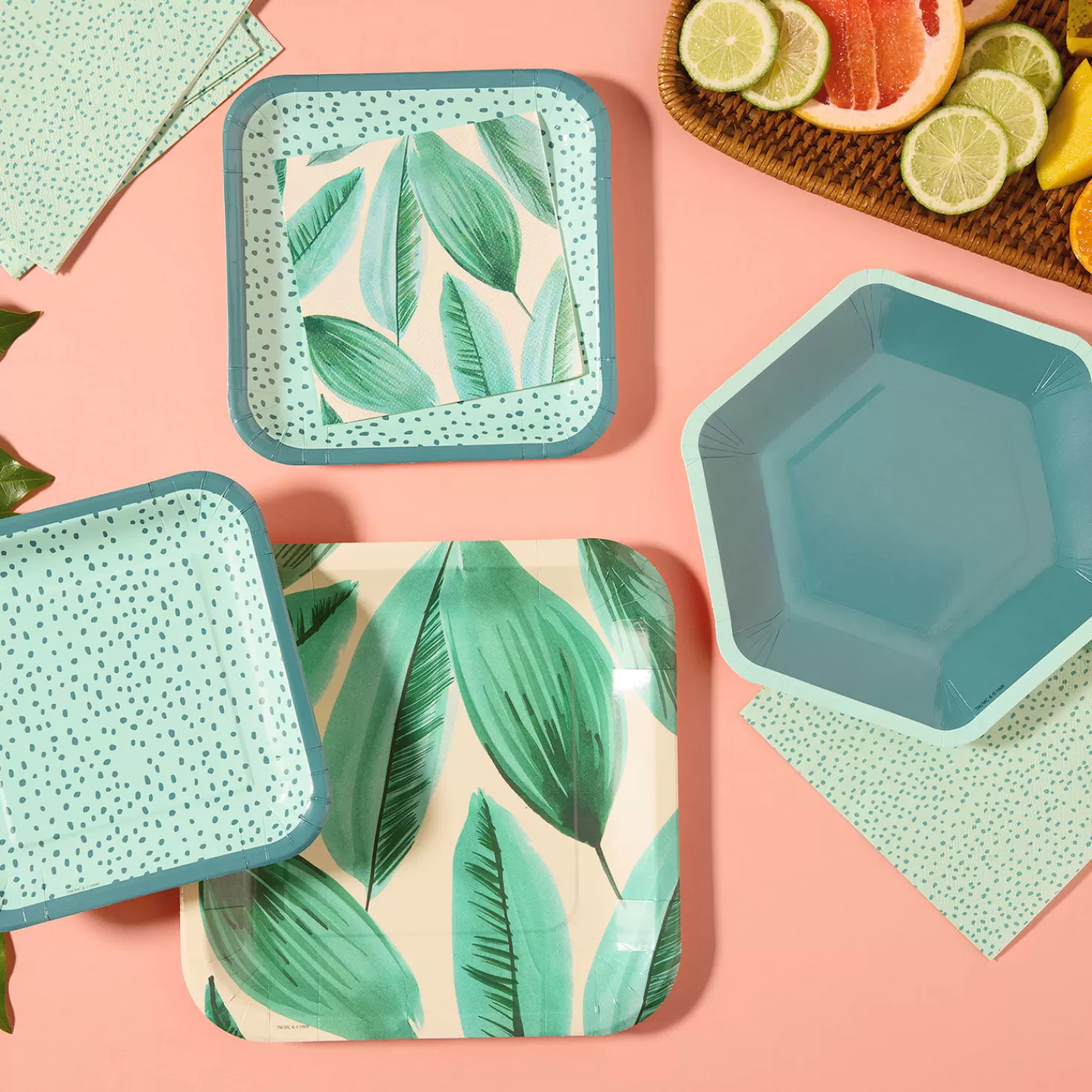 Sale Aqua With Green Dots Square Dessert Plates, Set Of 8 Wedding