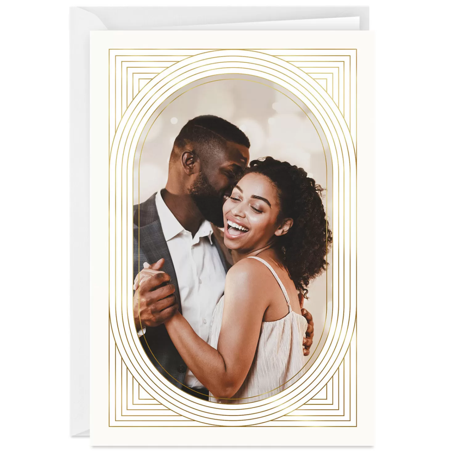 Cheap Art Deco Gold Oval Frame Folded Photo Card Encouragement