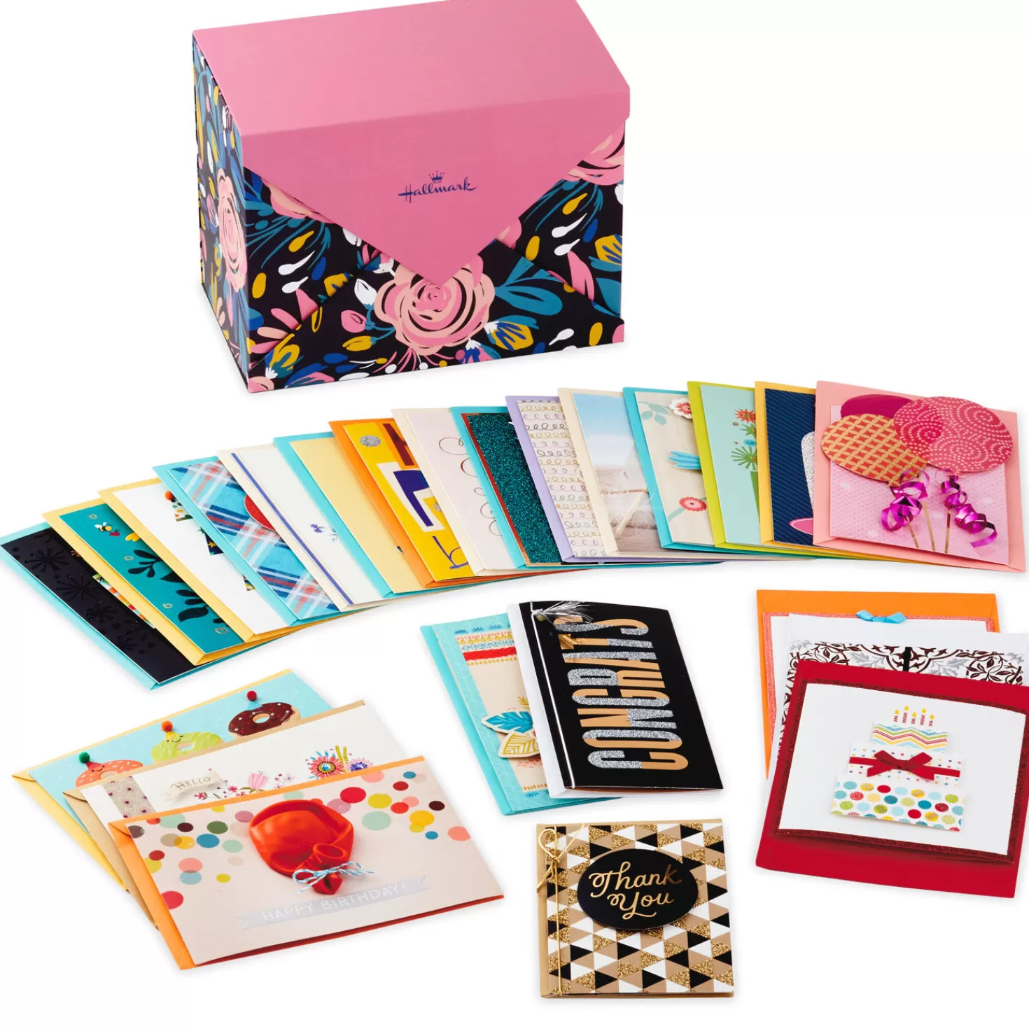 Birthday>Hallmark Assorted Cards For All Occasions In Floral Organizer Box, Box Of 24