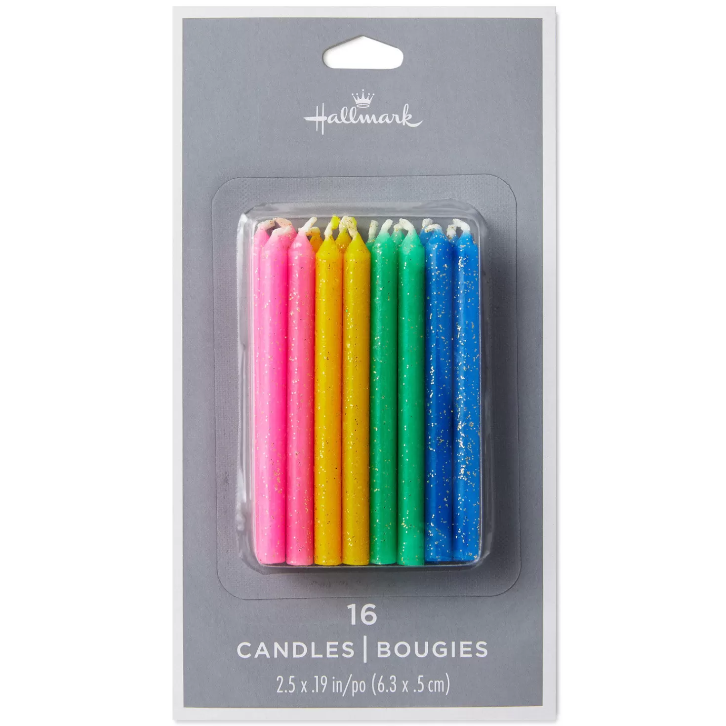 Birthday>Hallmark Assorted Color With Glitter Birthday Candles, Set Of 16