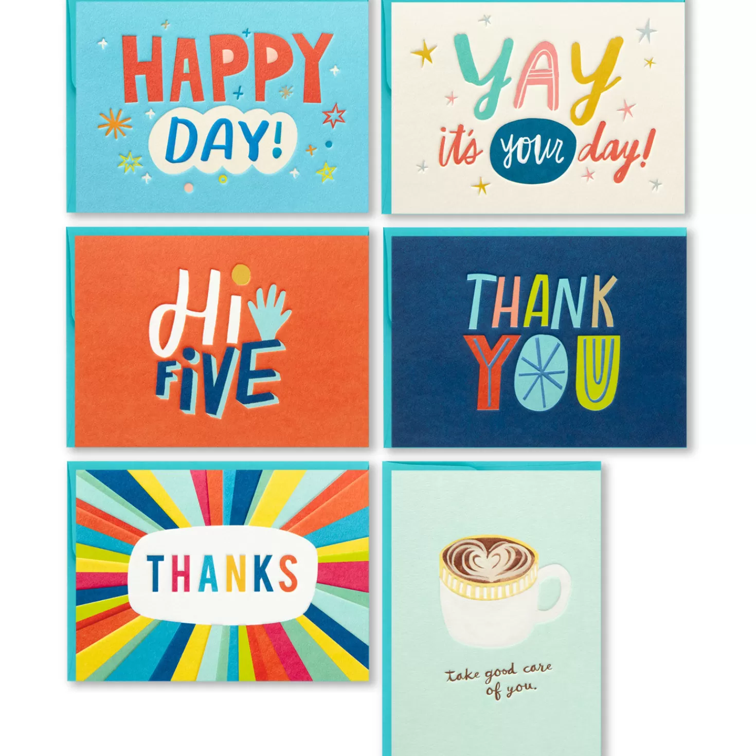 Cheap Assorted Modern Lettering Blank Note Cards, Box Of 24 Thank You
