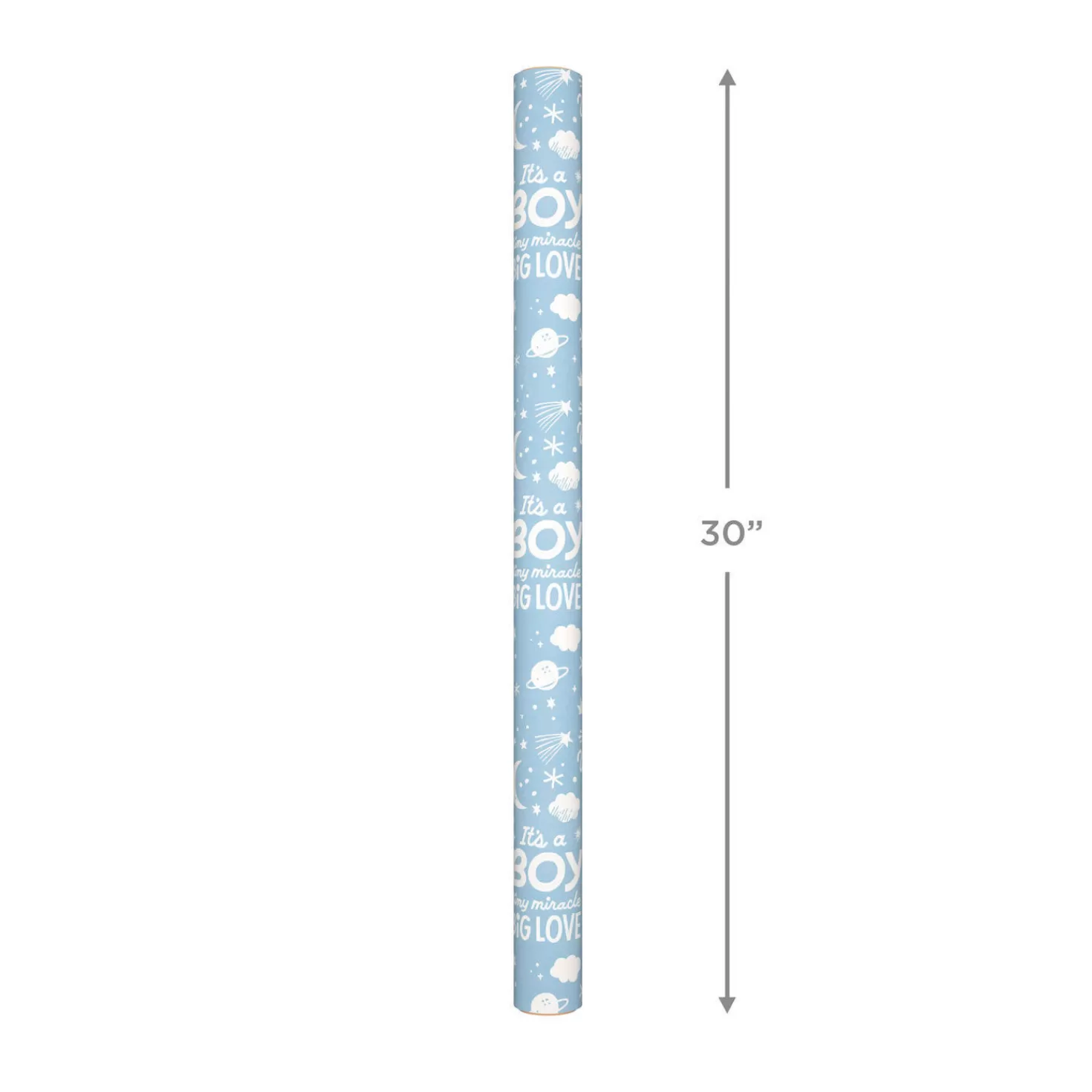 Baby>Hallmark Baby Boy Lettering/Blue Gingham Reversible Wrapping Paper, 20 Sq. Ft.