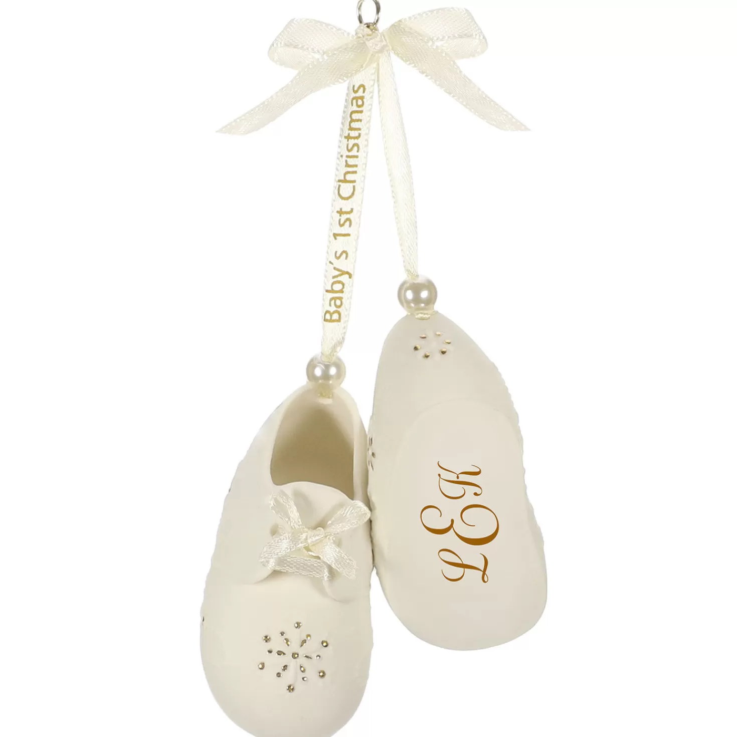Baby>Hallmark Baby's First Christmas Monogram Booties Porcelain Personalized Ornament