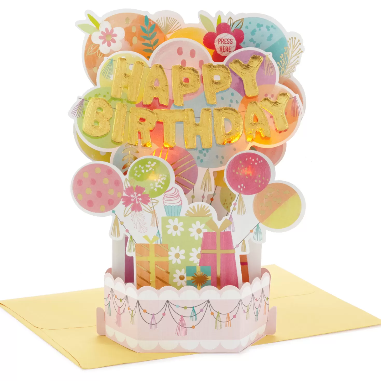 Birthday>Hallmark Balloons Musical 3D Pop-Up Birthday Card With Light