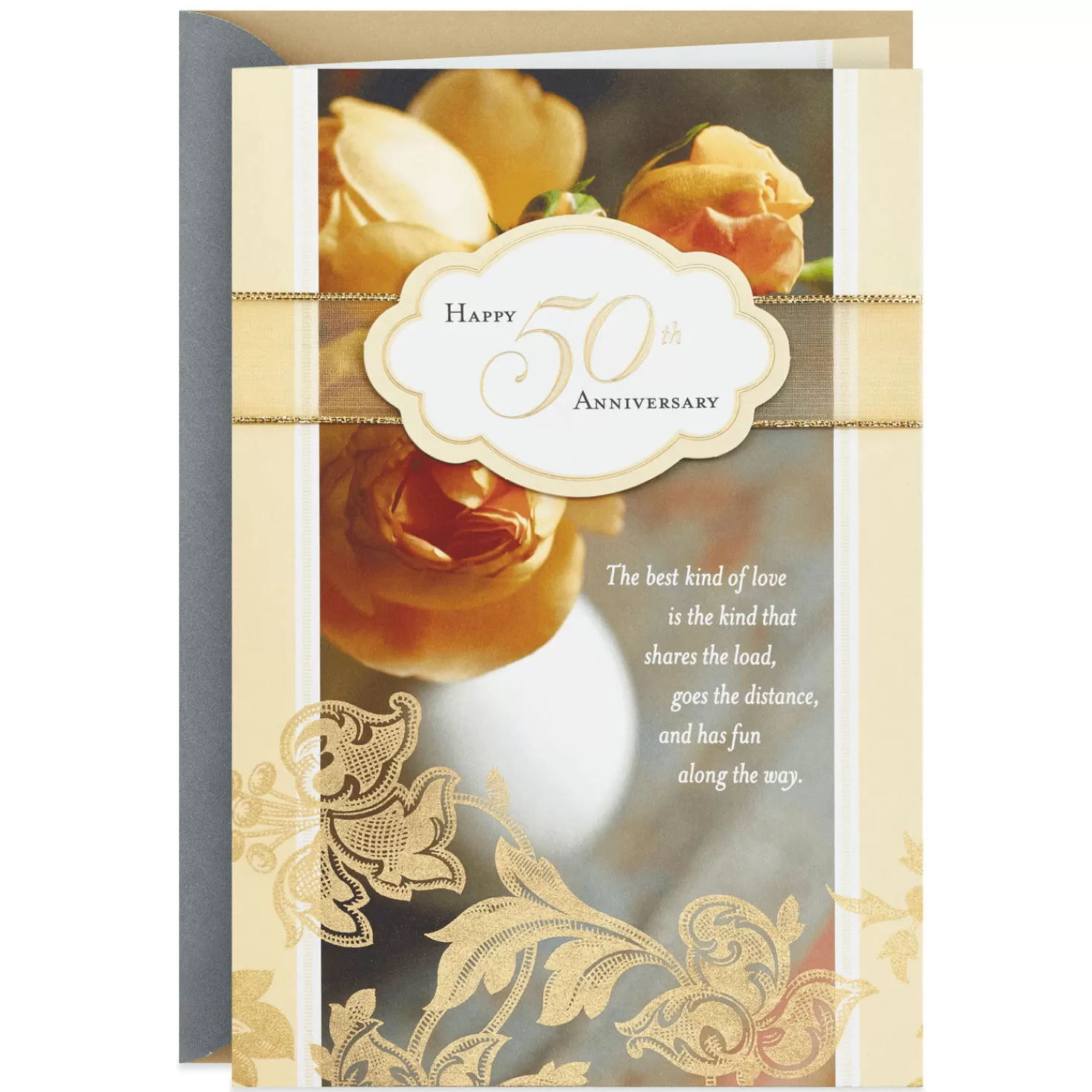 Anniversary>Hallmark Best Kind Of Love Yellow Roses 50Th Anniversary Card