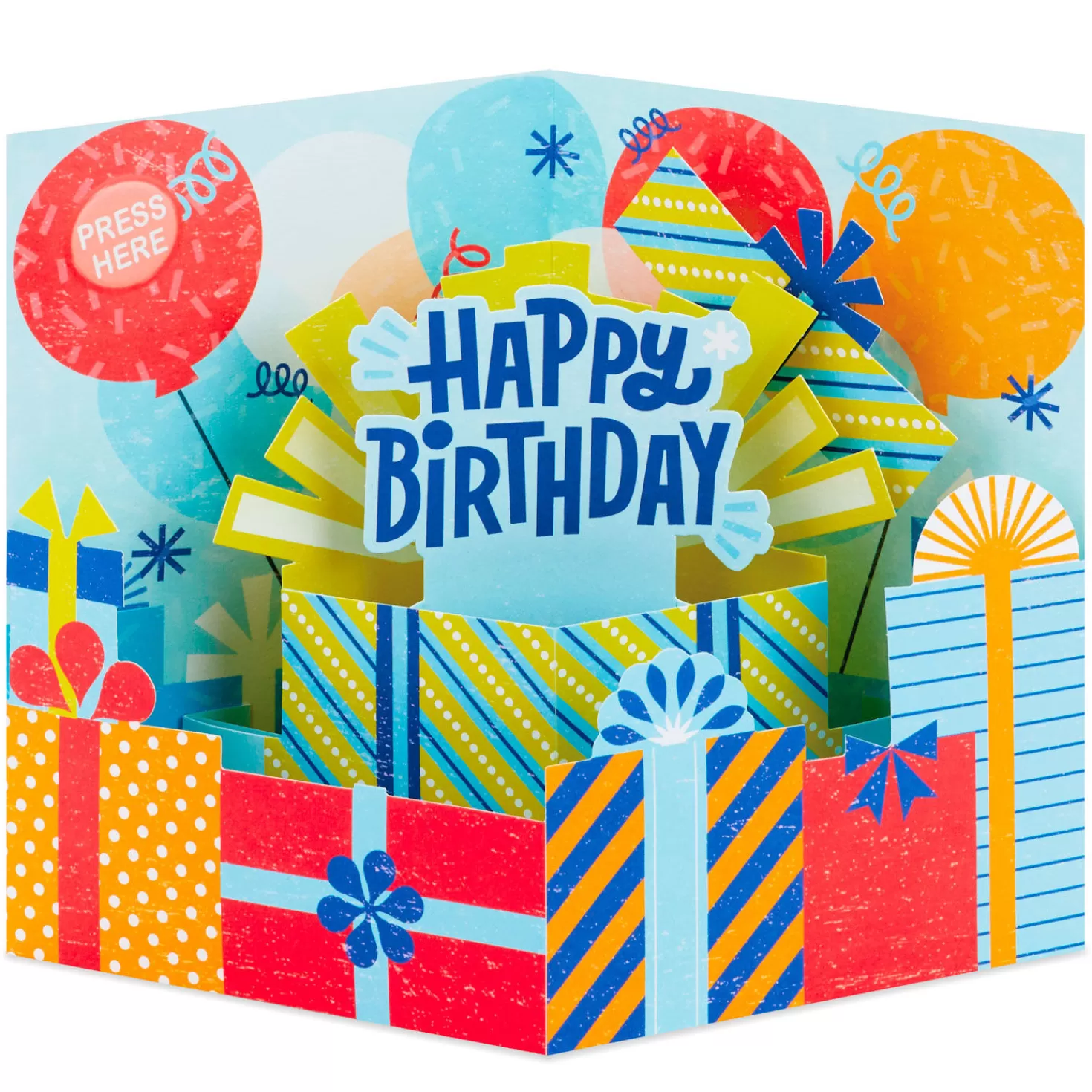 Birthday>Hallmark Big Presents And Balloons Musical 3D Pop-Up Birthday Card With Light