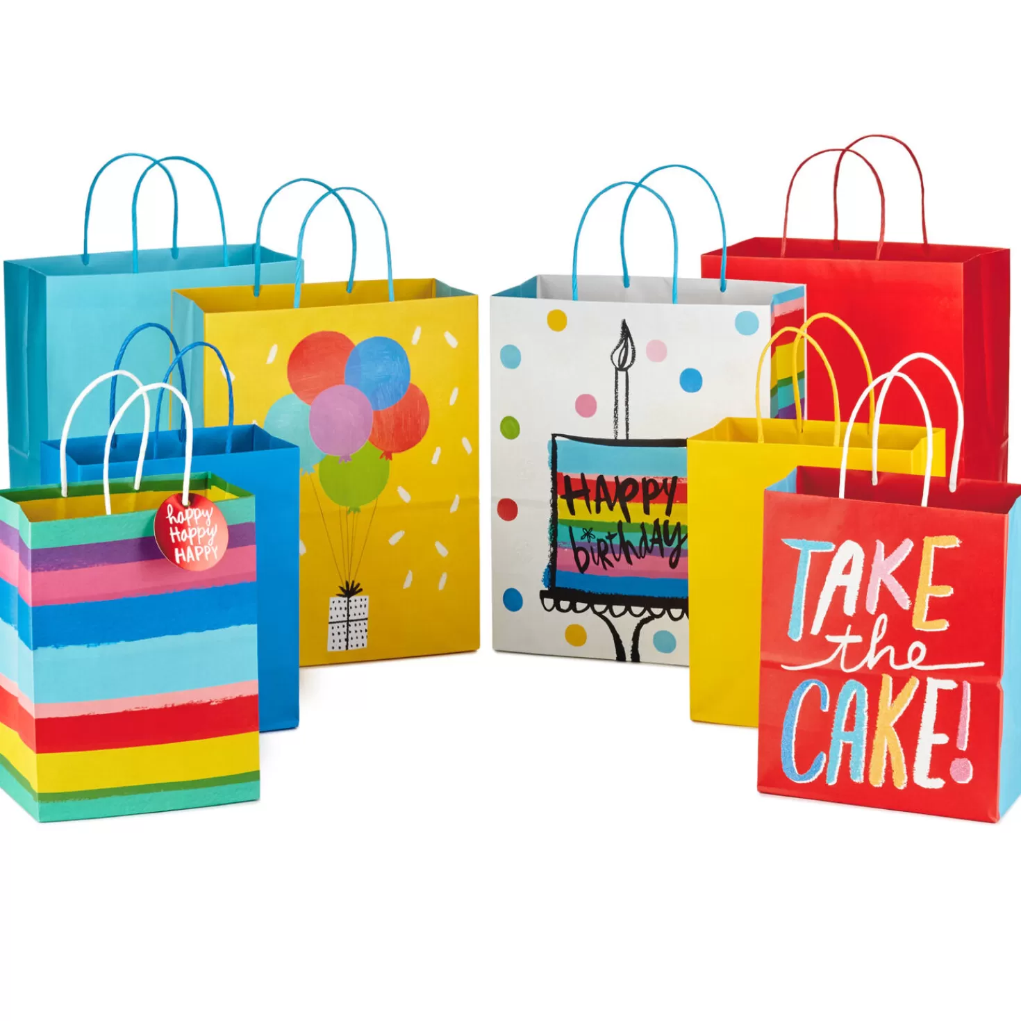 Birthday>Hallmark Birthday Cheer 8-Pack Assorted Gift Bags
