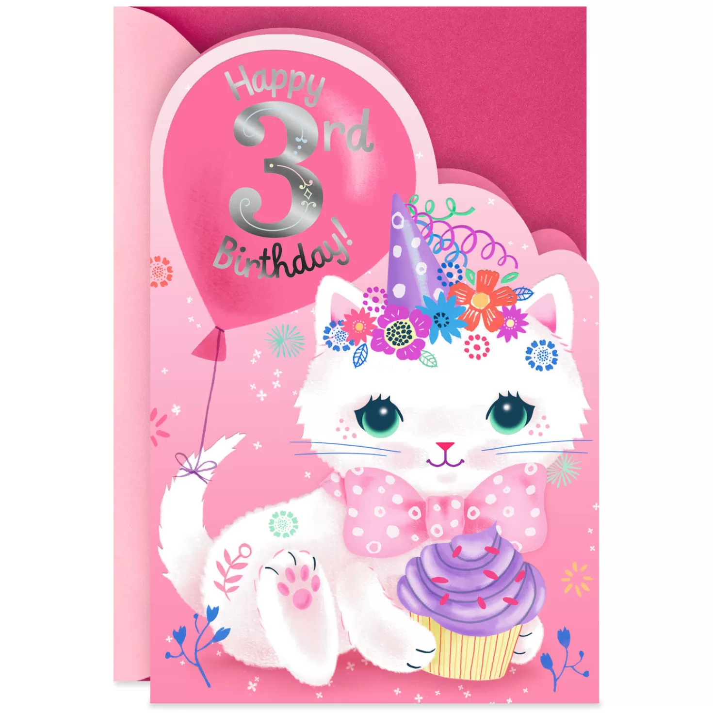 Birthday>Hallmark Birthday Girl Cute Cat 3Rd Birthday Card