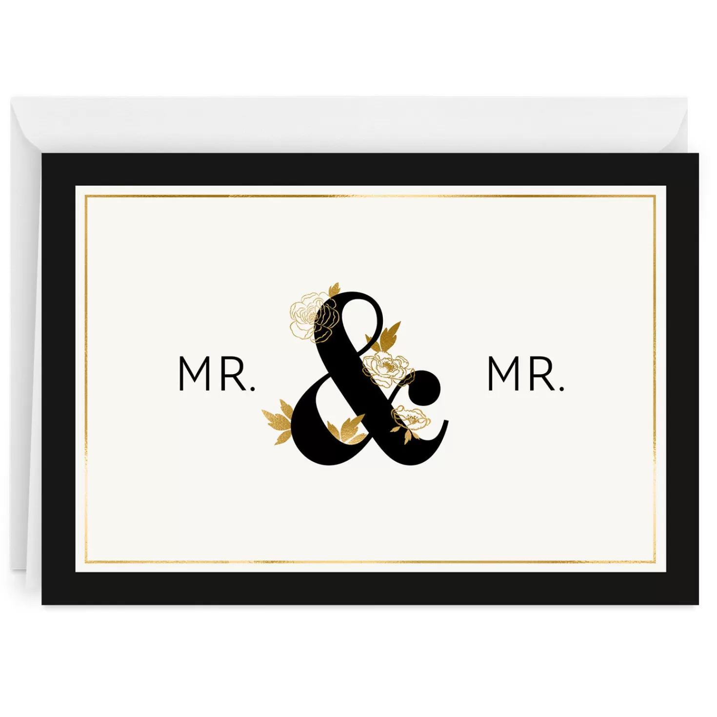 Sale Black & Gold Folded Wedding Photo Card Wedding