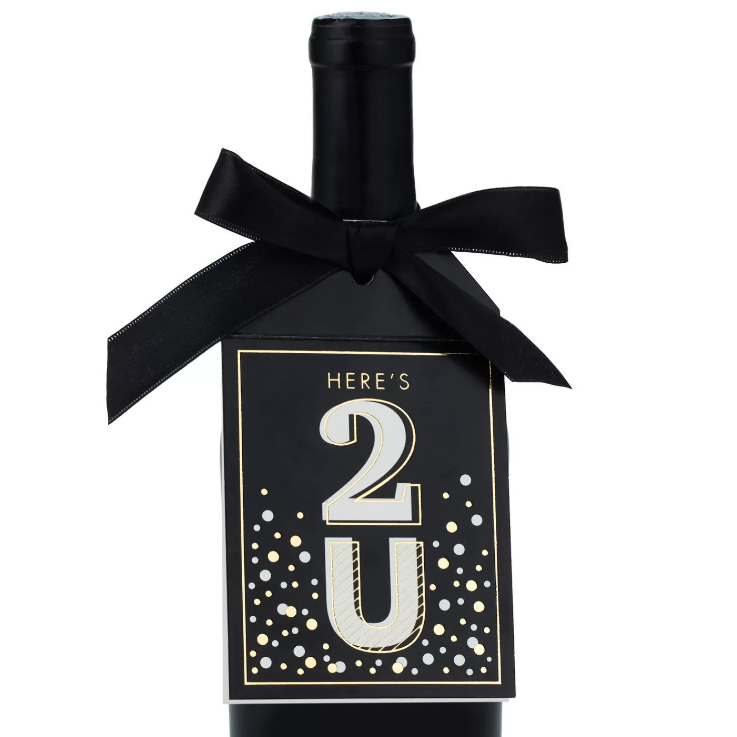 Birthday>Hallmark Black And Gold Large Gift Tag And Ribbon Set