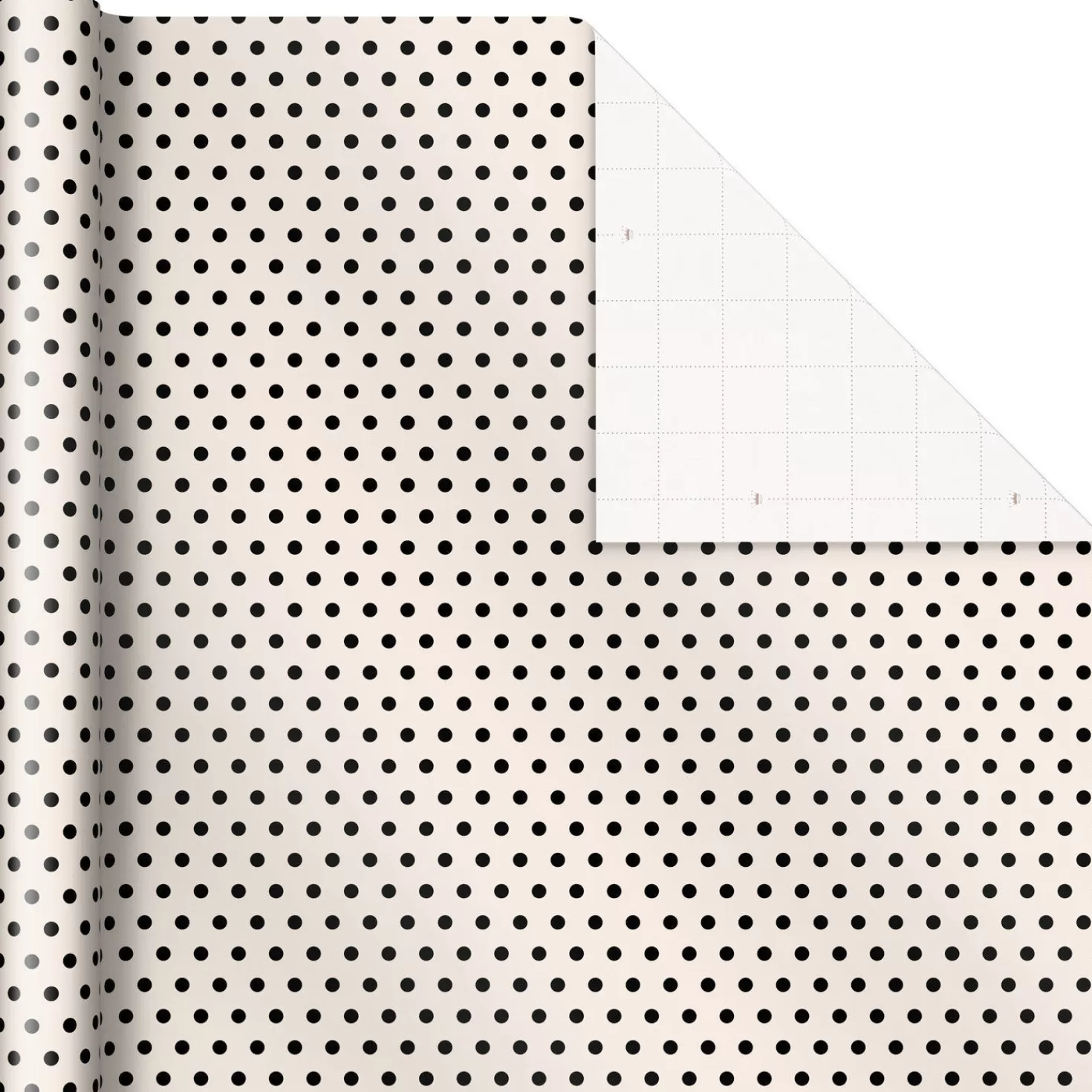 Birthday>Hallmark Black Dots On Ivory Wrapping Paper, 20 Sq. Ft.