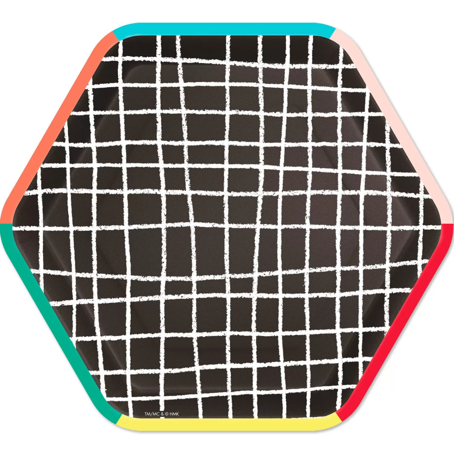 New Black Grid Hexagonal Dessert Plates, Set Of 8 Graduation