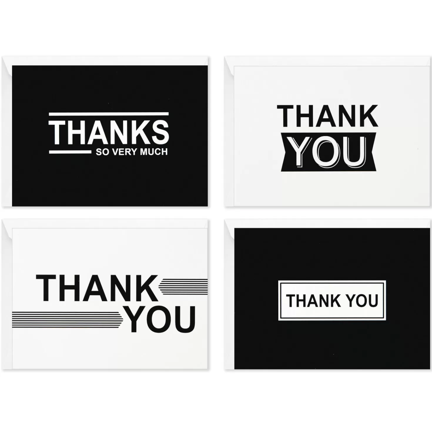 Store Black-And-White Assorted Blank Thank-You Notes, Pack Of 48 Thank You