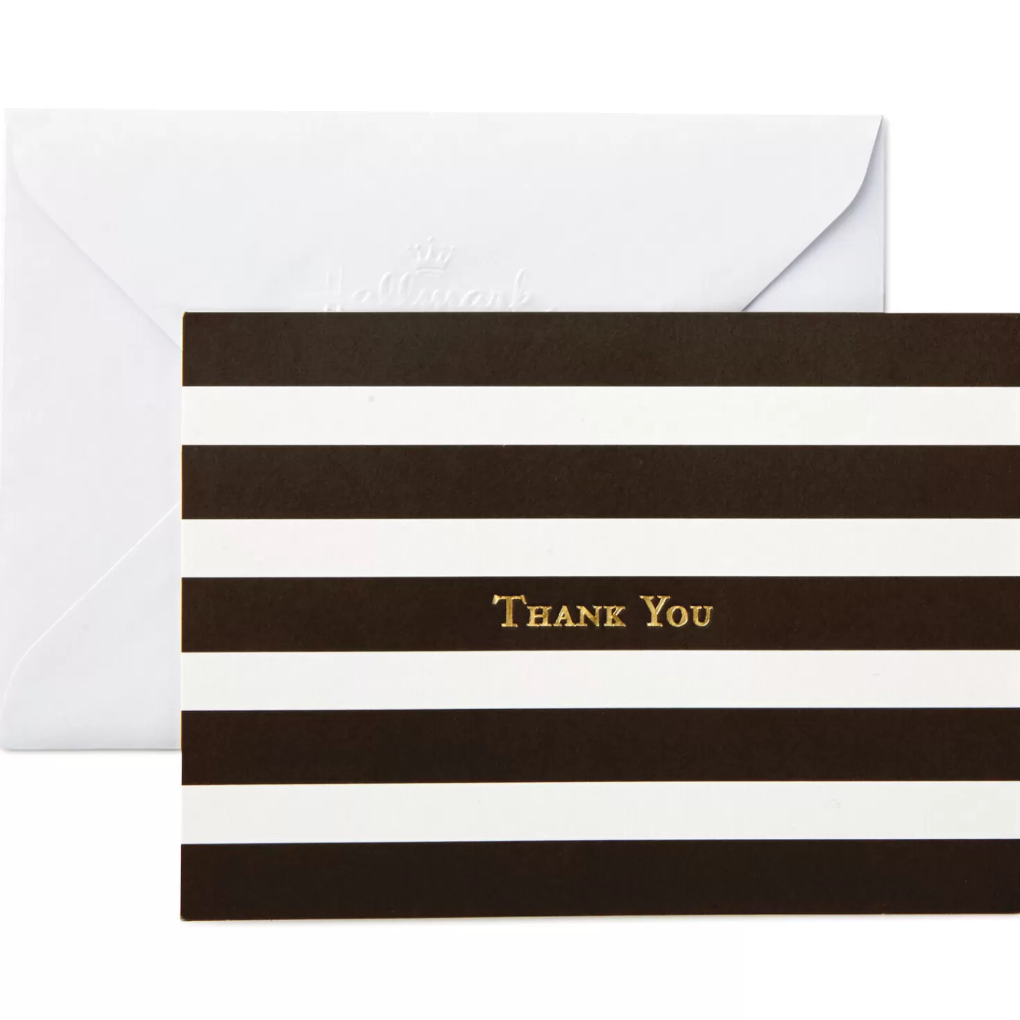 Hot Black-And-White Striped Blank Thank-You Notes, Box Of 40 Thank You