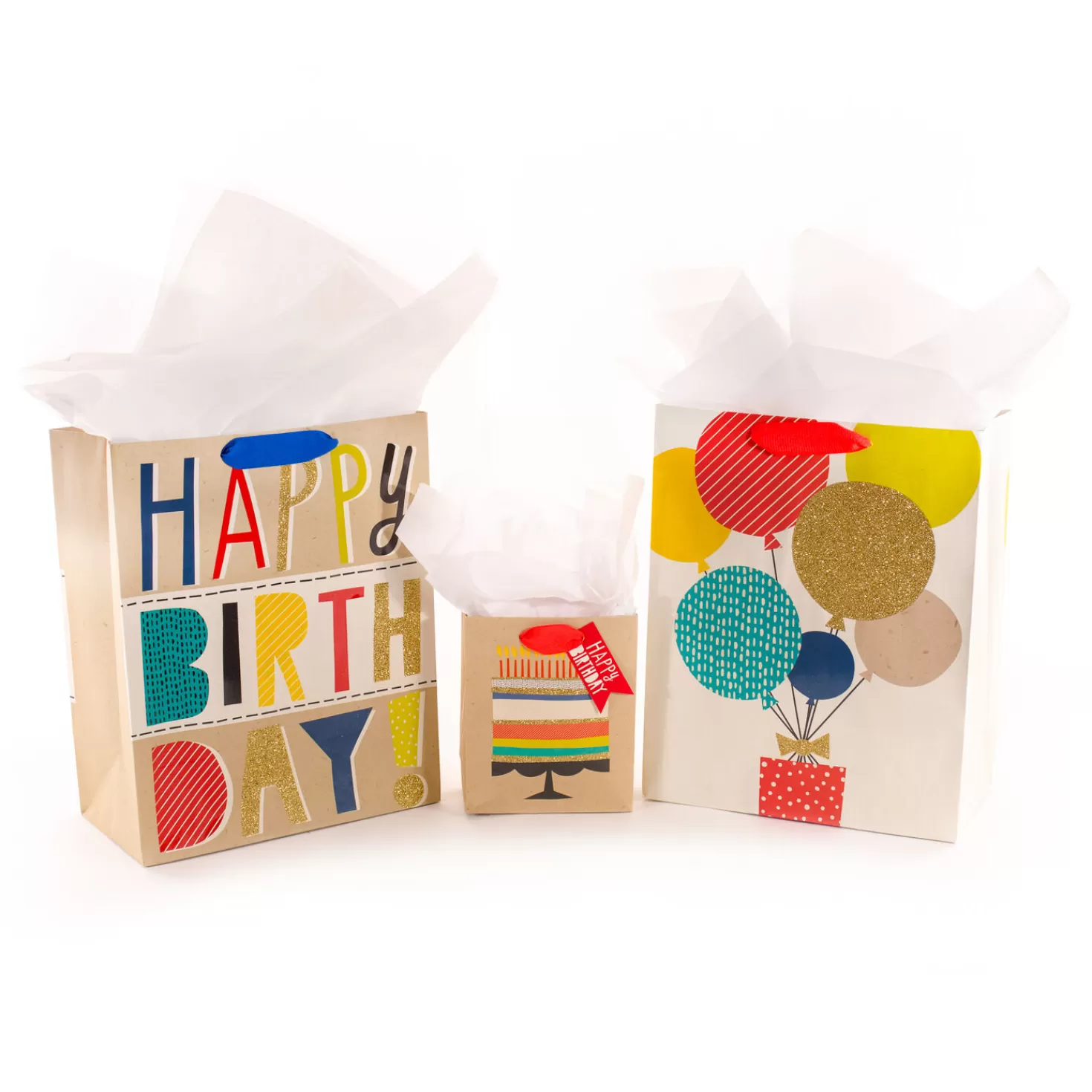 Birthday>Hallmark Bold Birthday 3-Pack Assorted Gift Bags With Tissue
