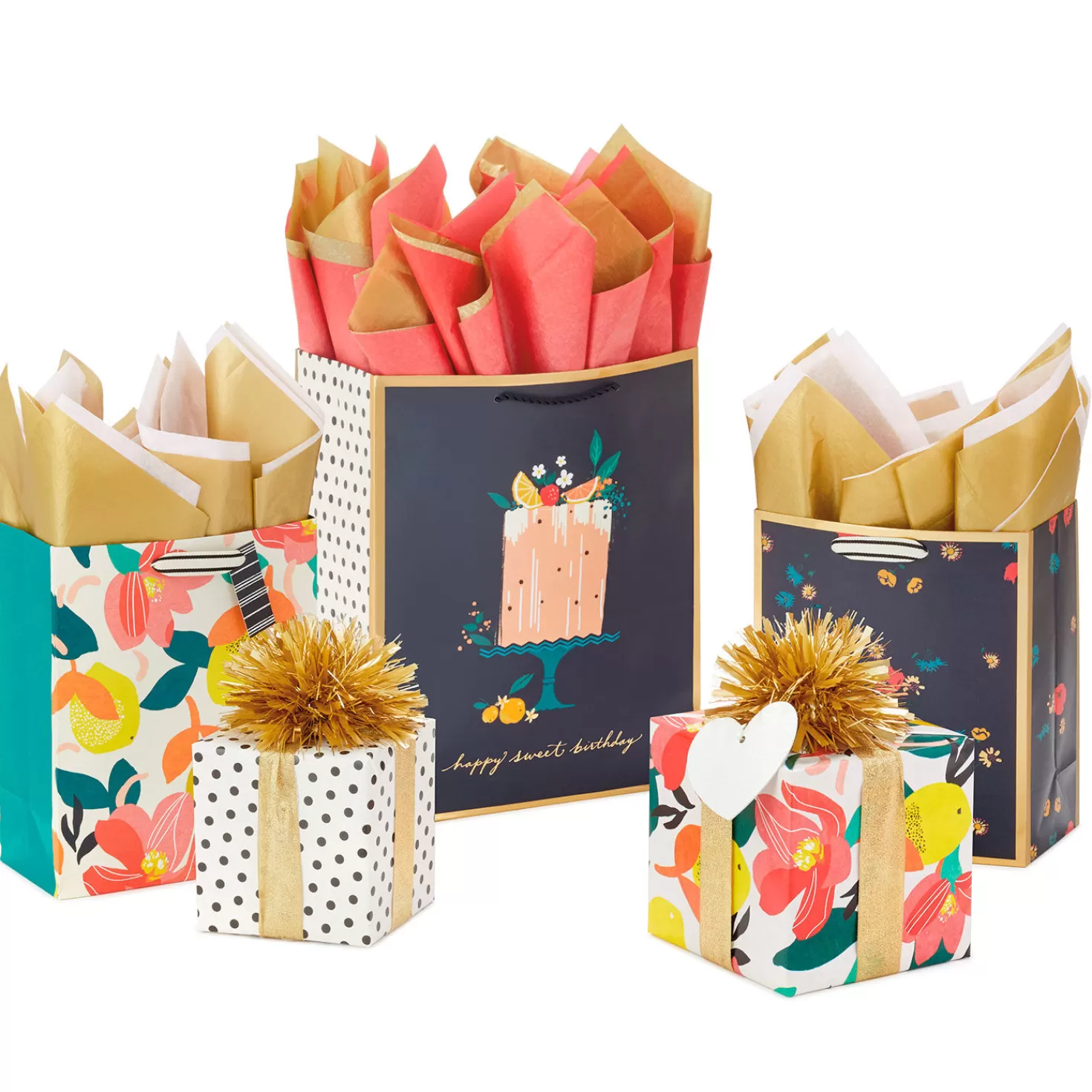Birthday>Hallmark Bold Blooms & Dots Gift Wrap Collection