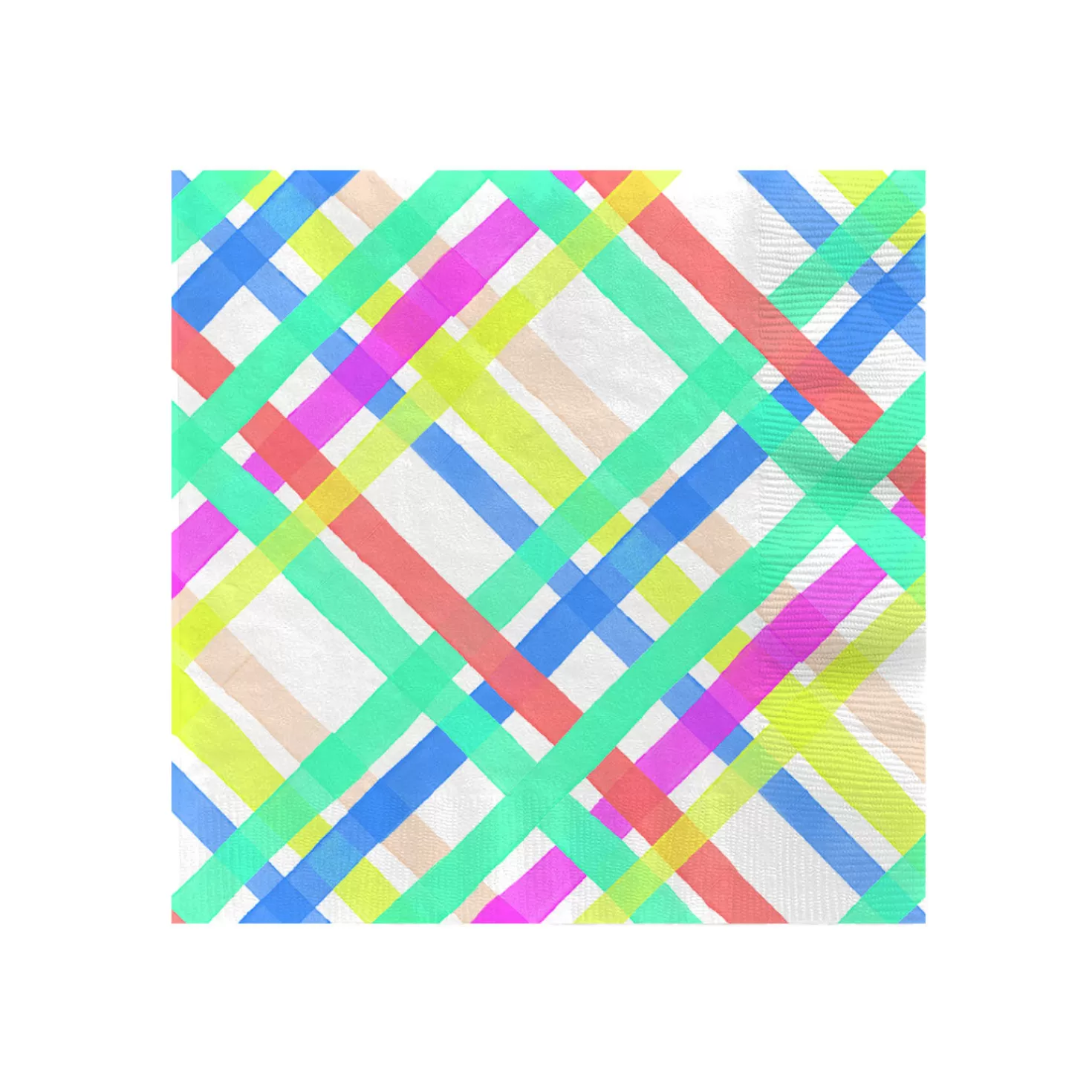 Birthday>Hallmark Bright Pastel Plaid Cocktail Napkins, Set Of 16