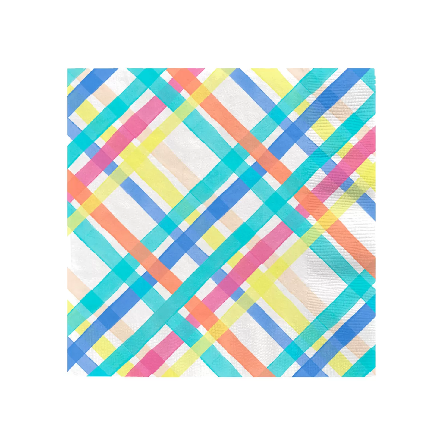 Birthday>Hallmark Bright Pastel Plaid Dinner Napkins, Set Of 16